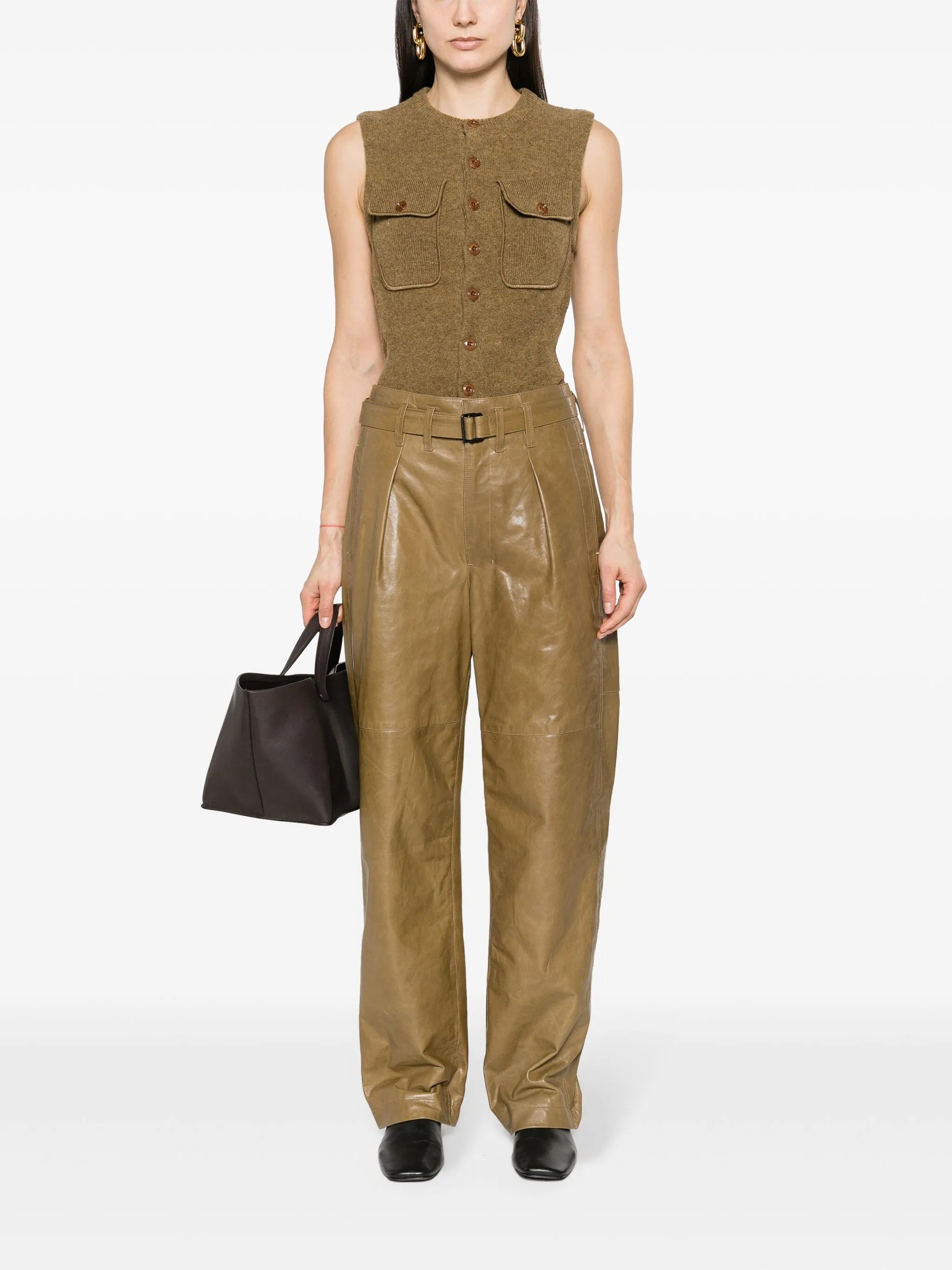 wide-leg leather trousers