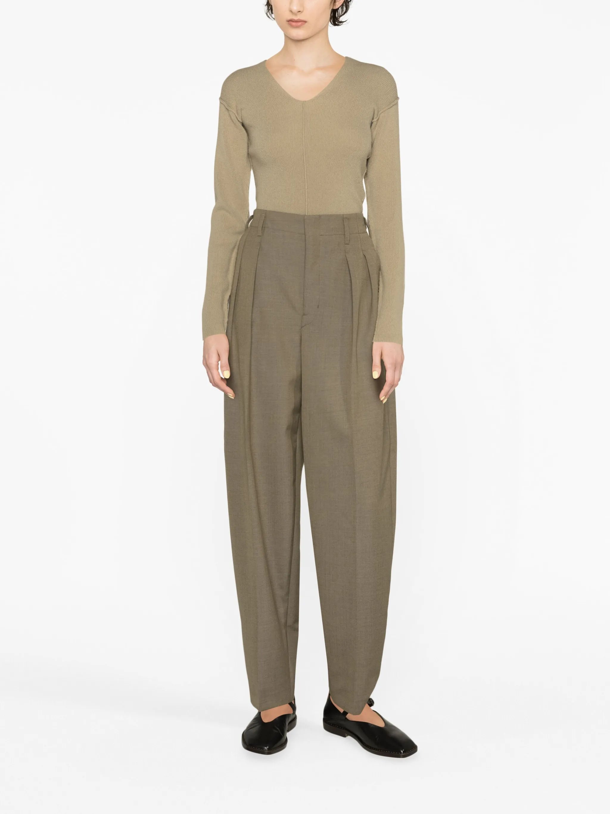 pleated wool-blend trousers