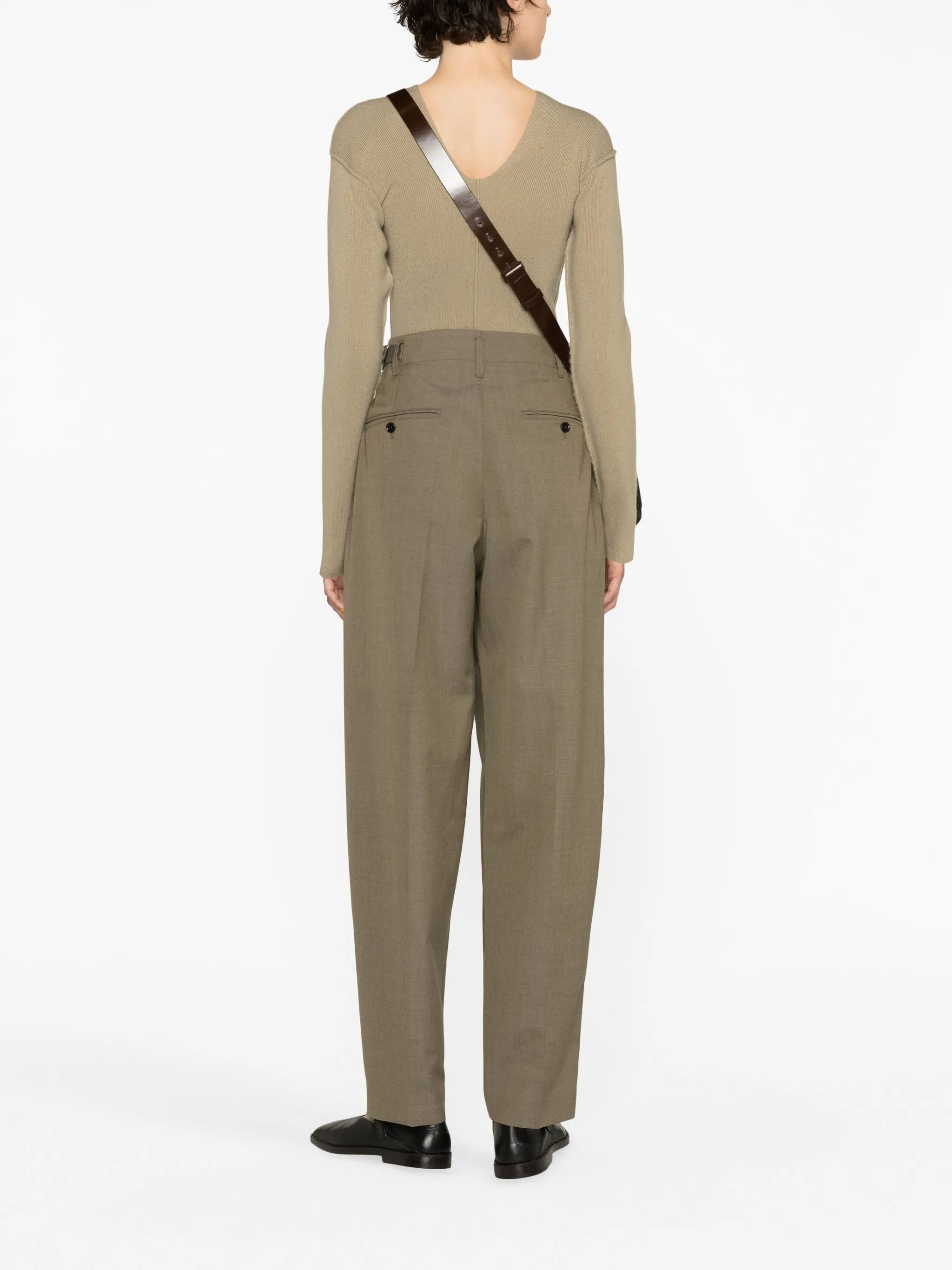 pleated wool-blend trousers