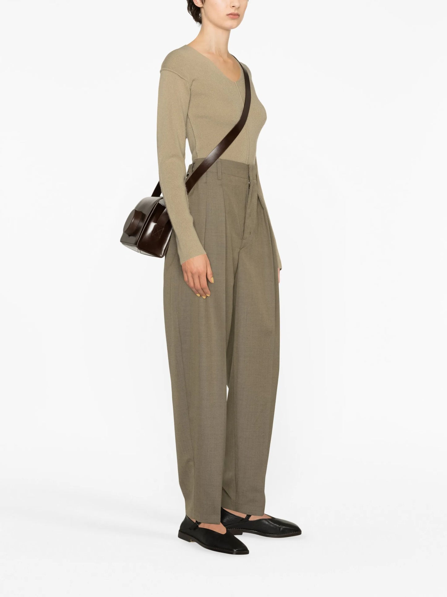 pleated wool-blend trousers
