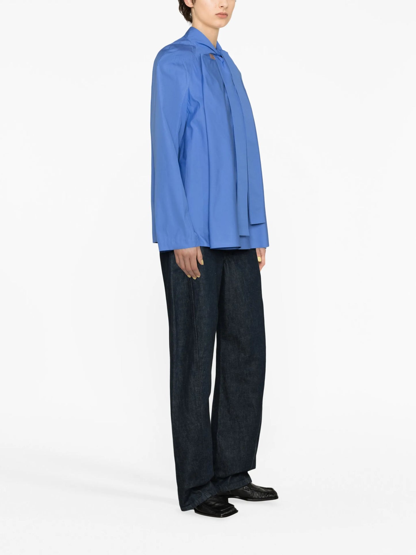Ascot cotton-poplin blouse