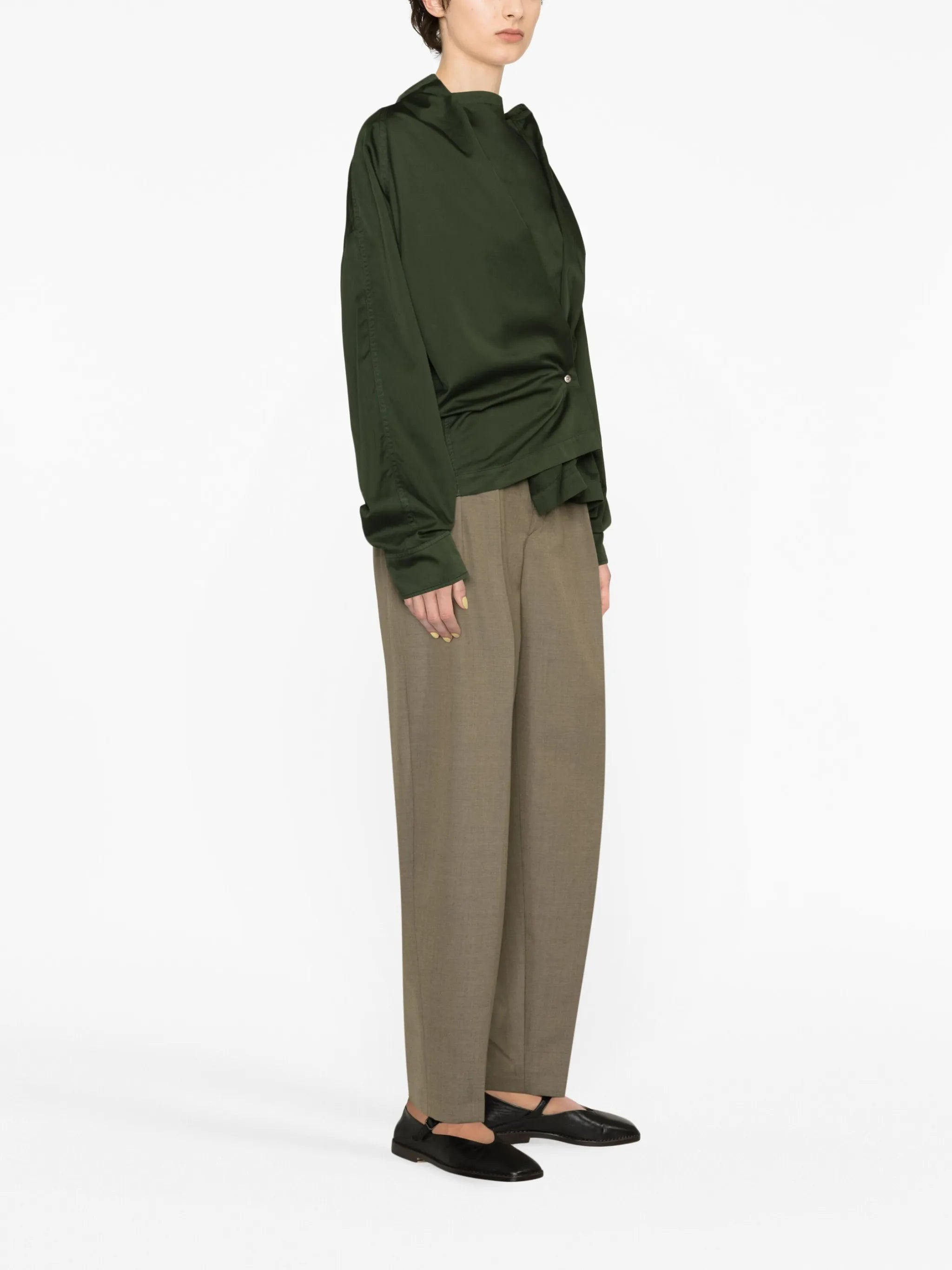 band-collar asymmetric shirt