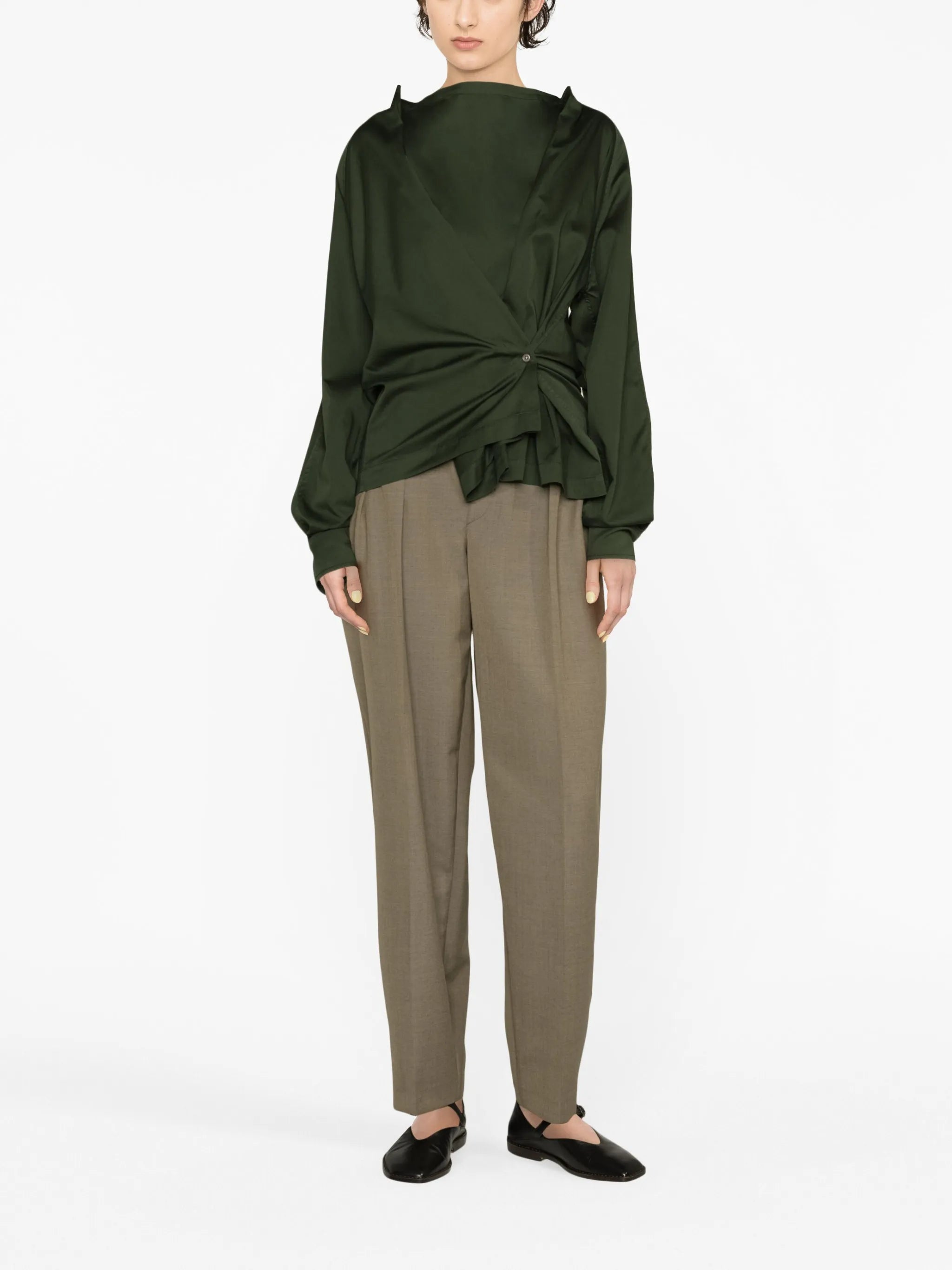 band-collar asymmetric shirt