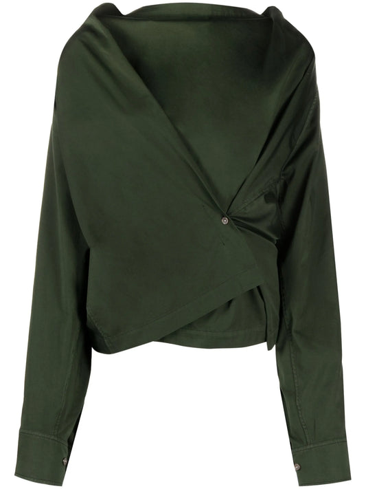 band-collar asymmetric shirt