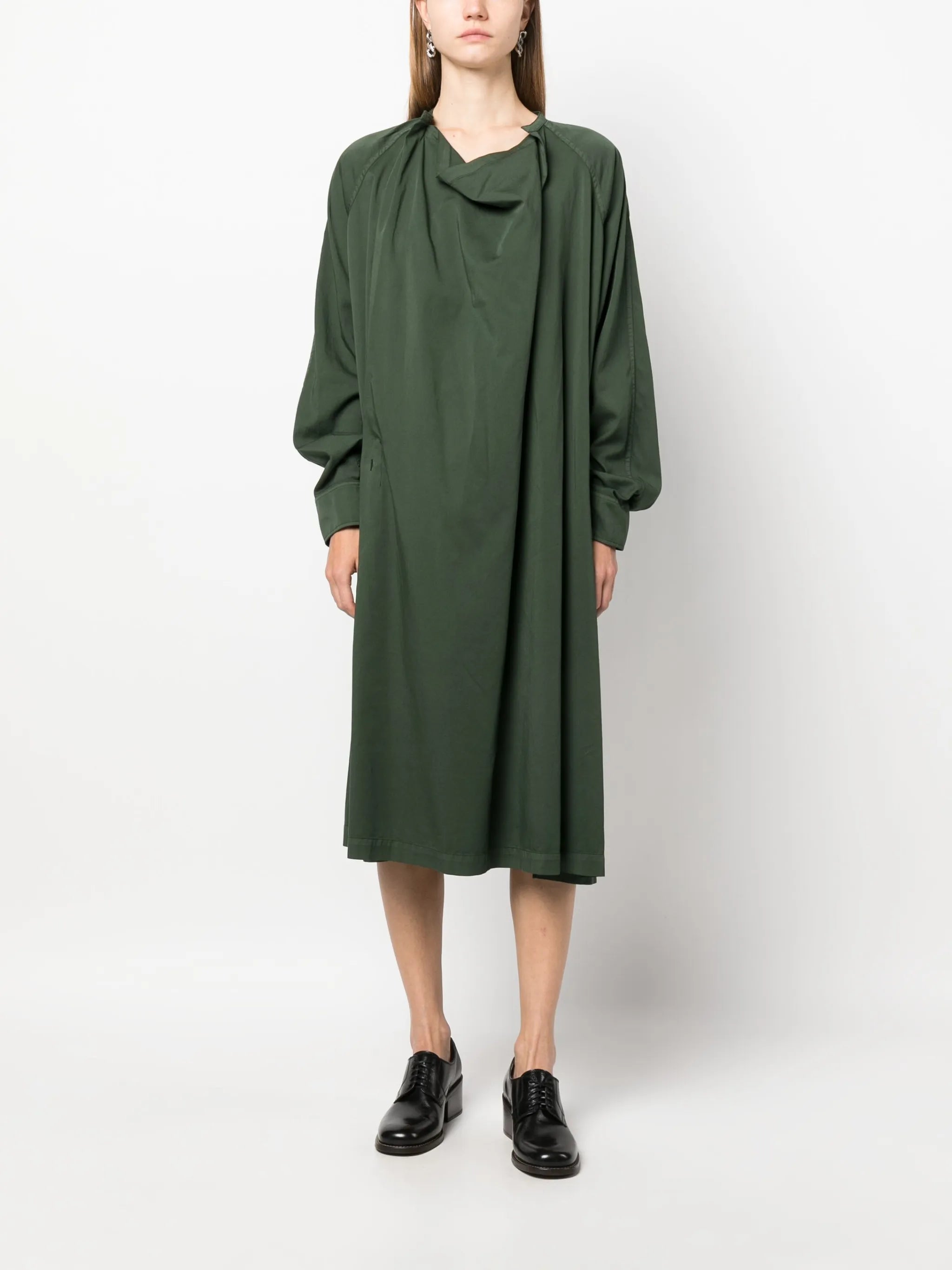 asymmetric cotton midi dress