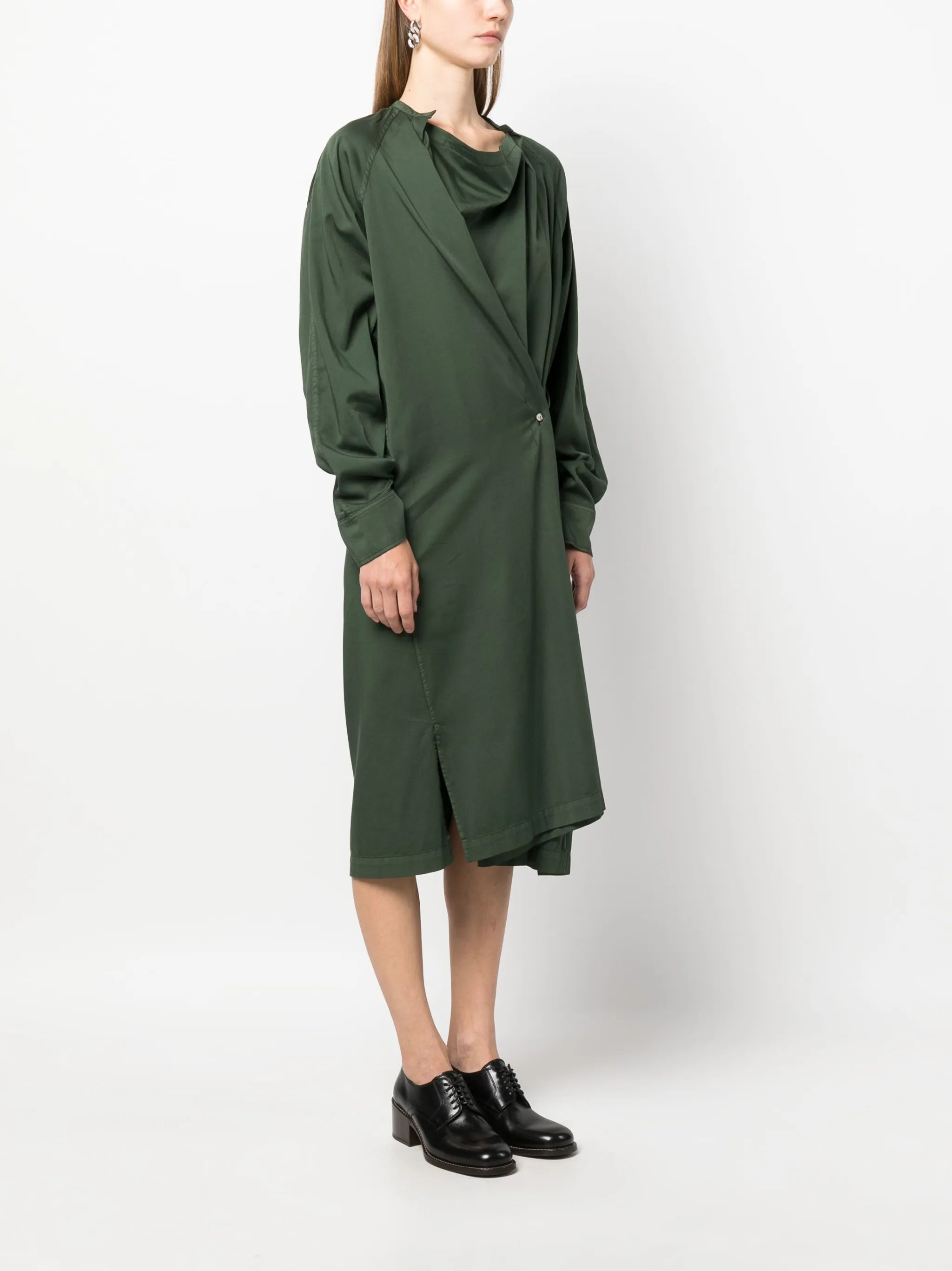 asymmetric cotton midi dress