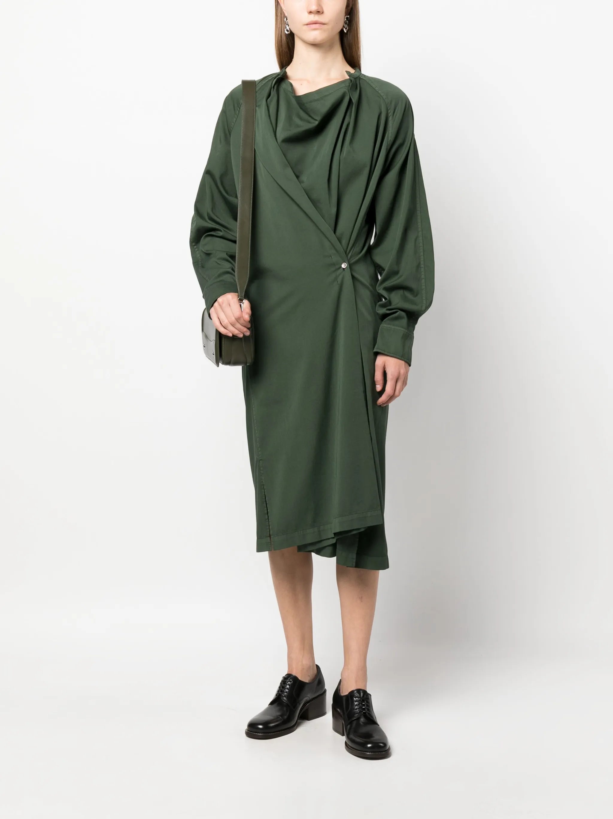 asymmetric cotton midi dress