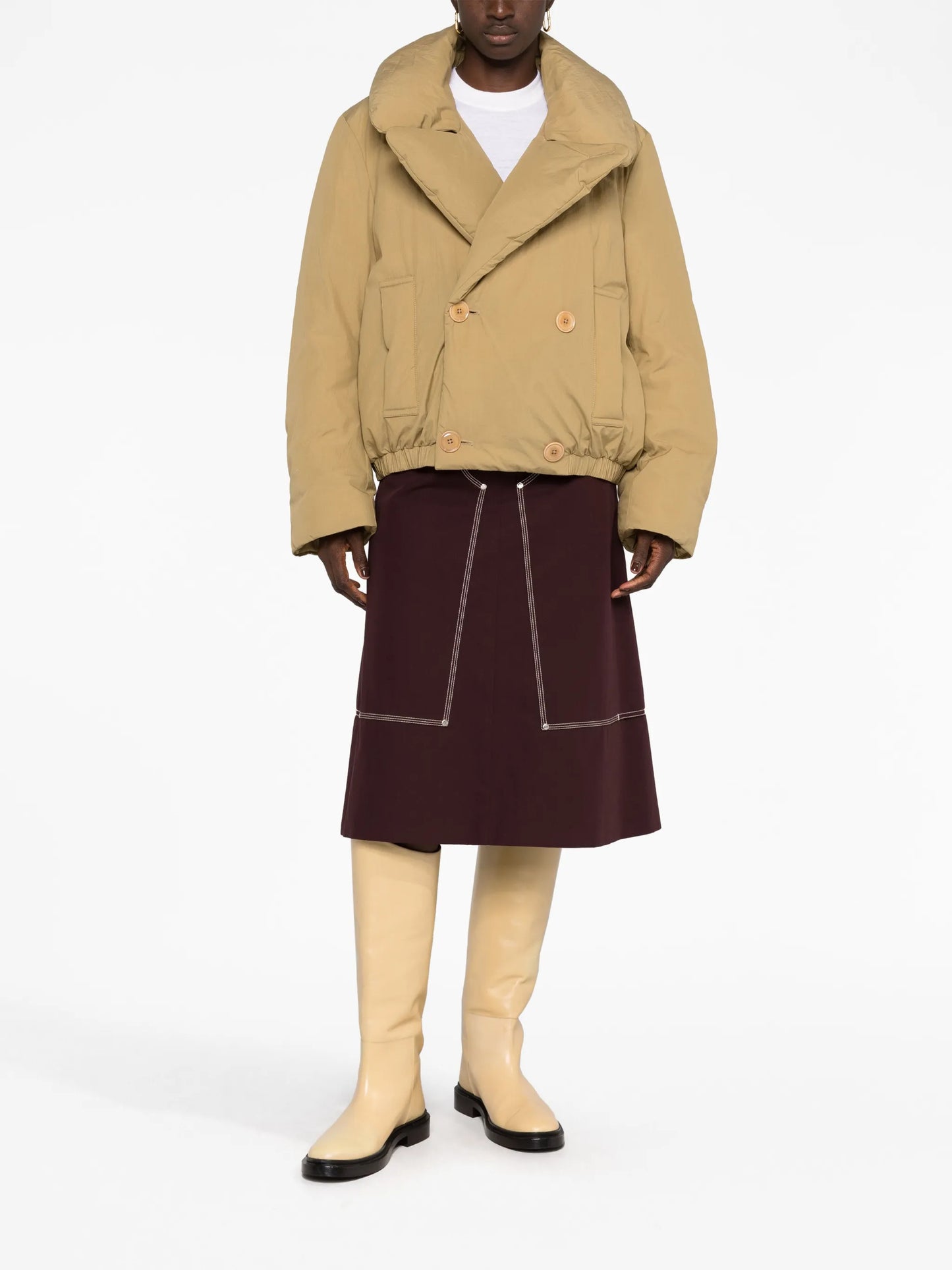 wide-lapels puffer jacket
