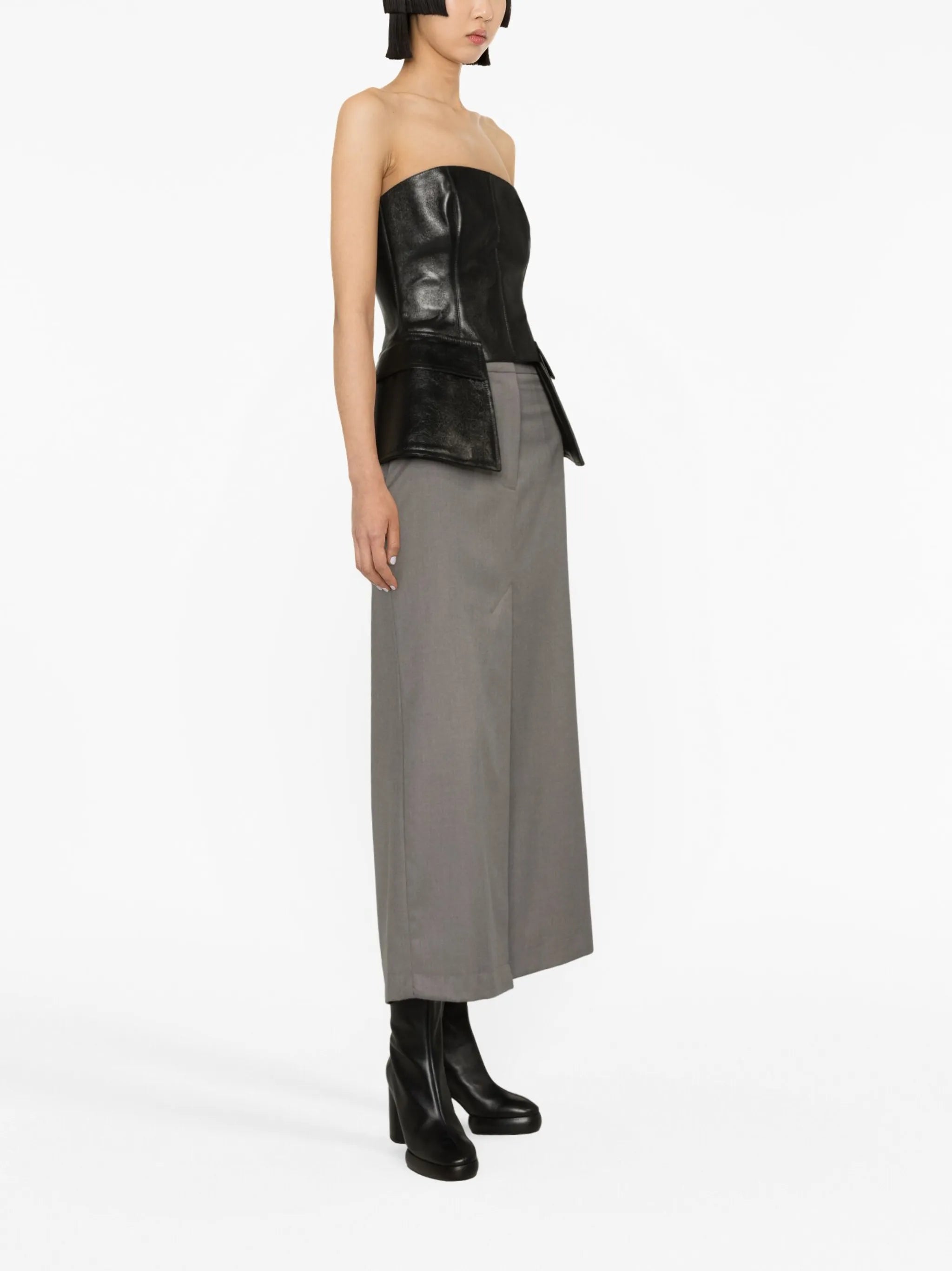 strapless leather corset top