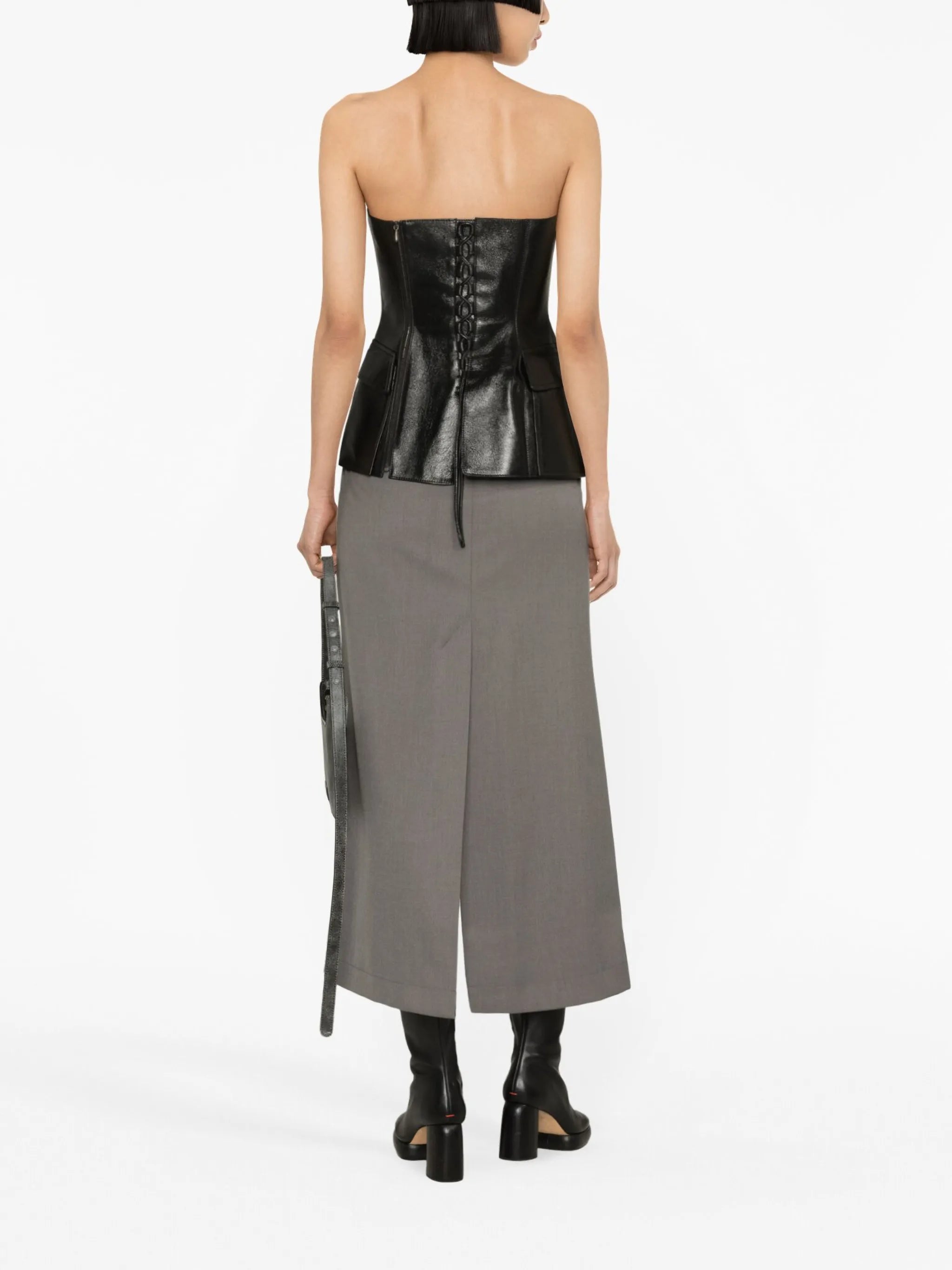 strapless leather corset top