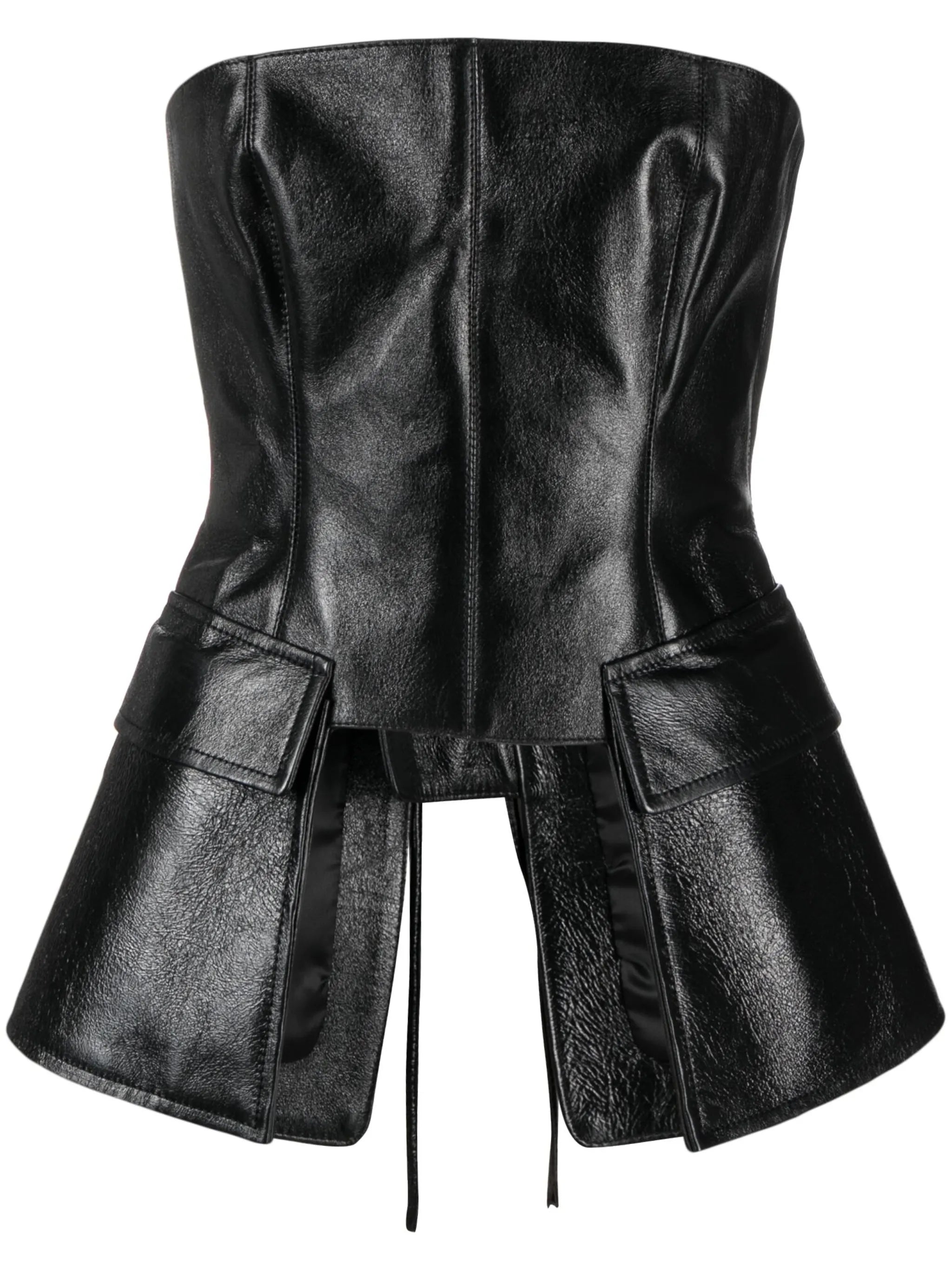 strapless leather corset top