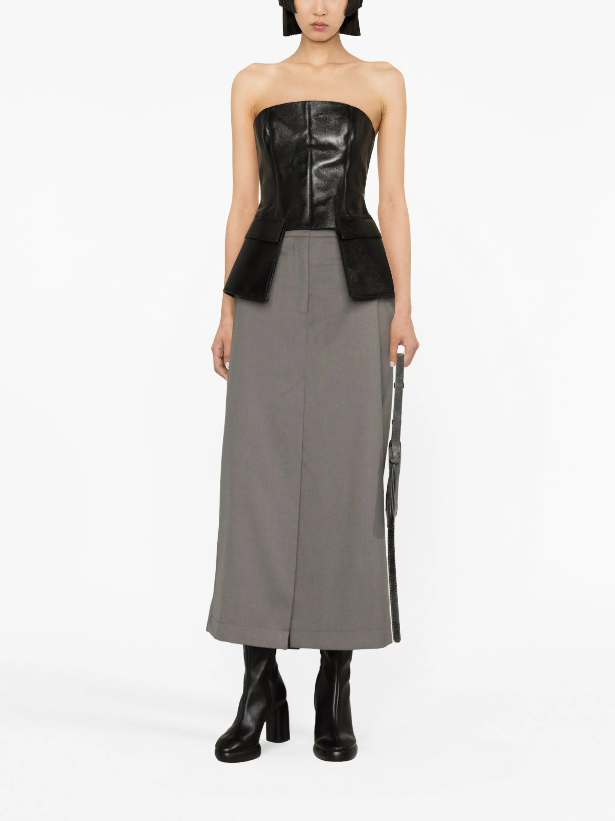 strapless leather corset top