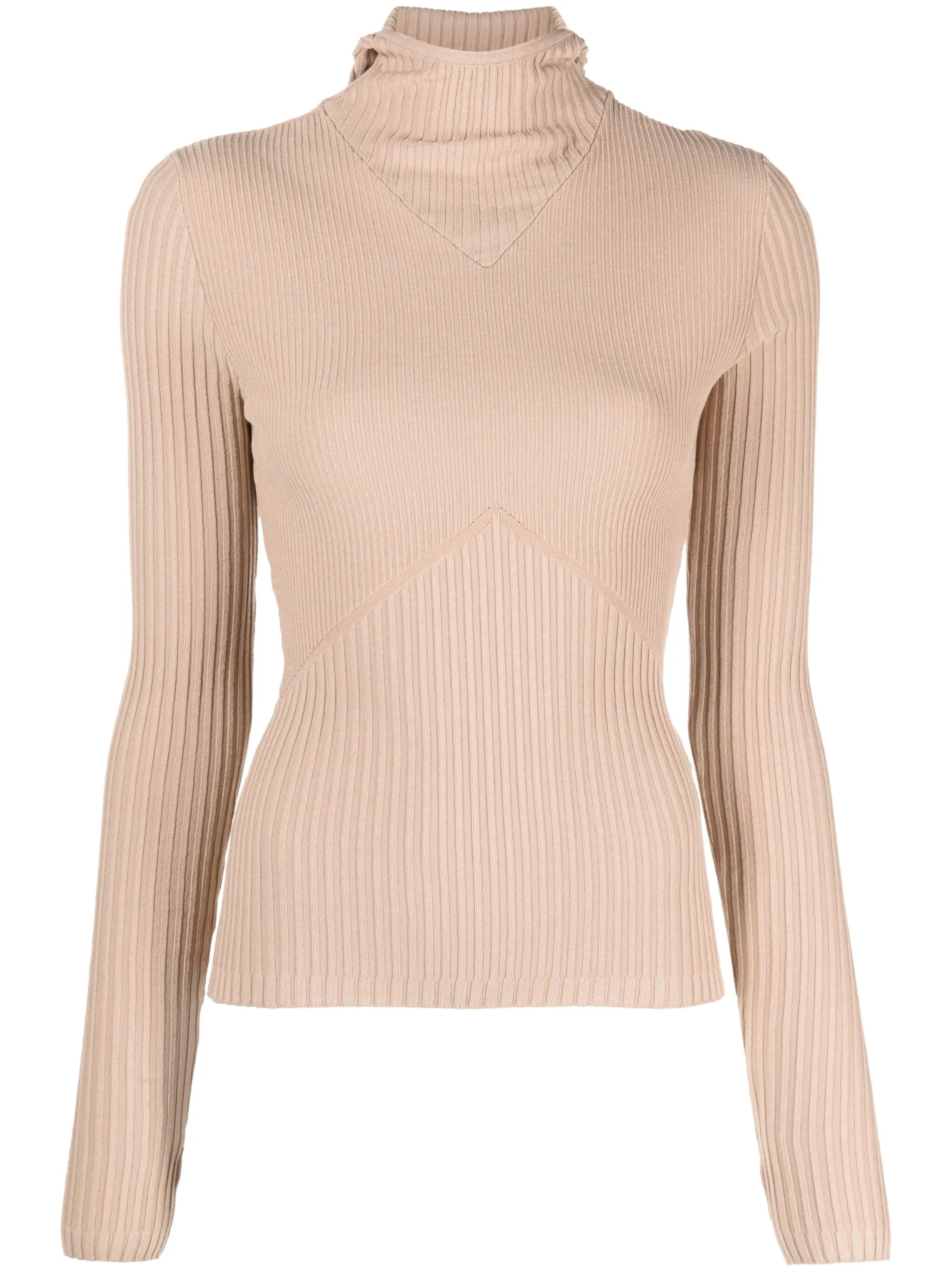 hooded ribbed-knit top