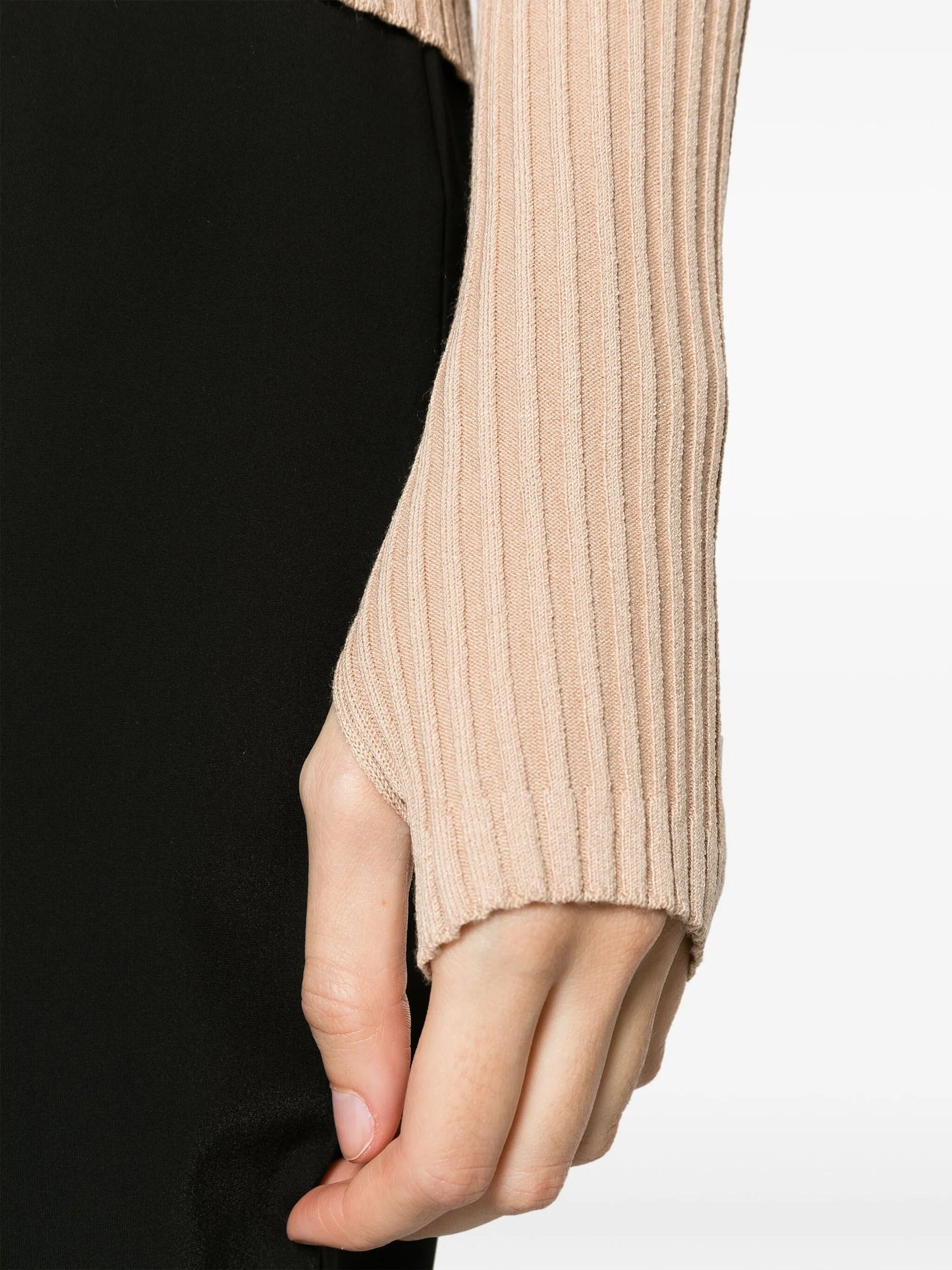hooded ribbed-knit top