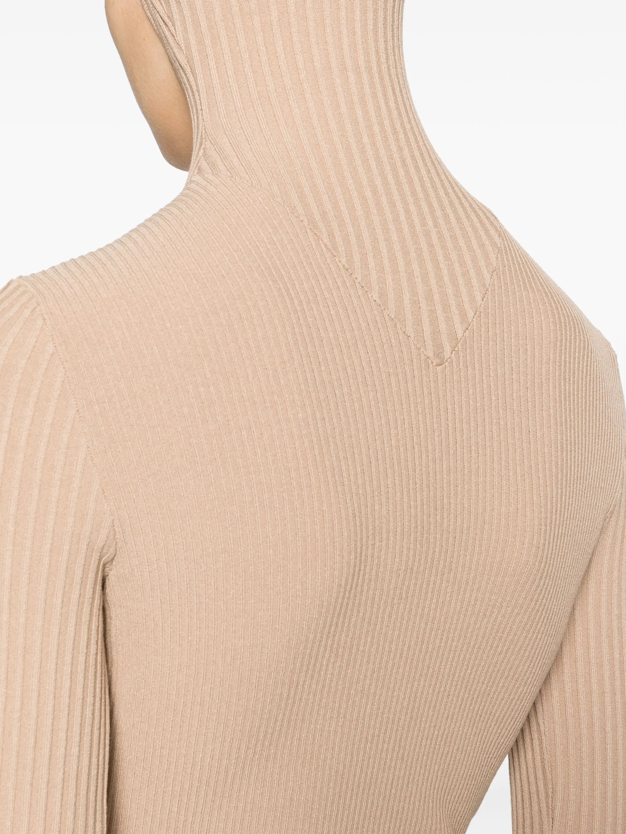 hooded ribbed-knit top