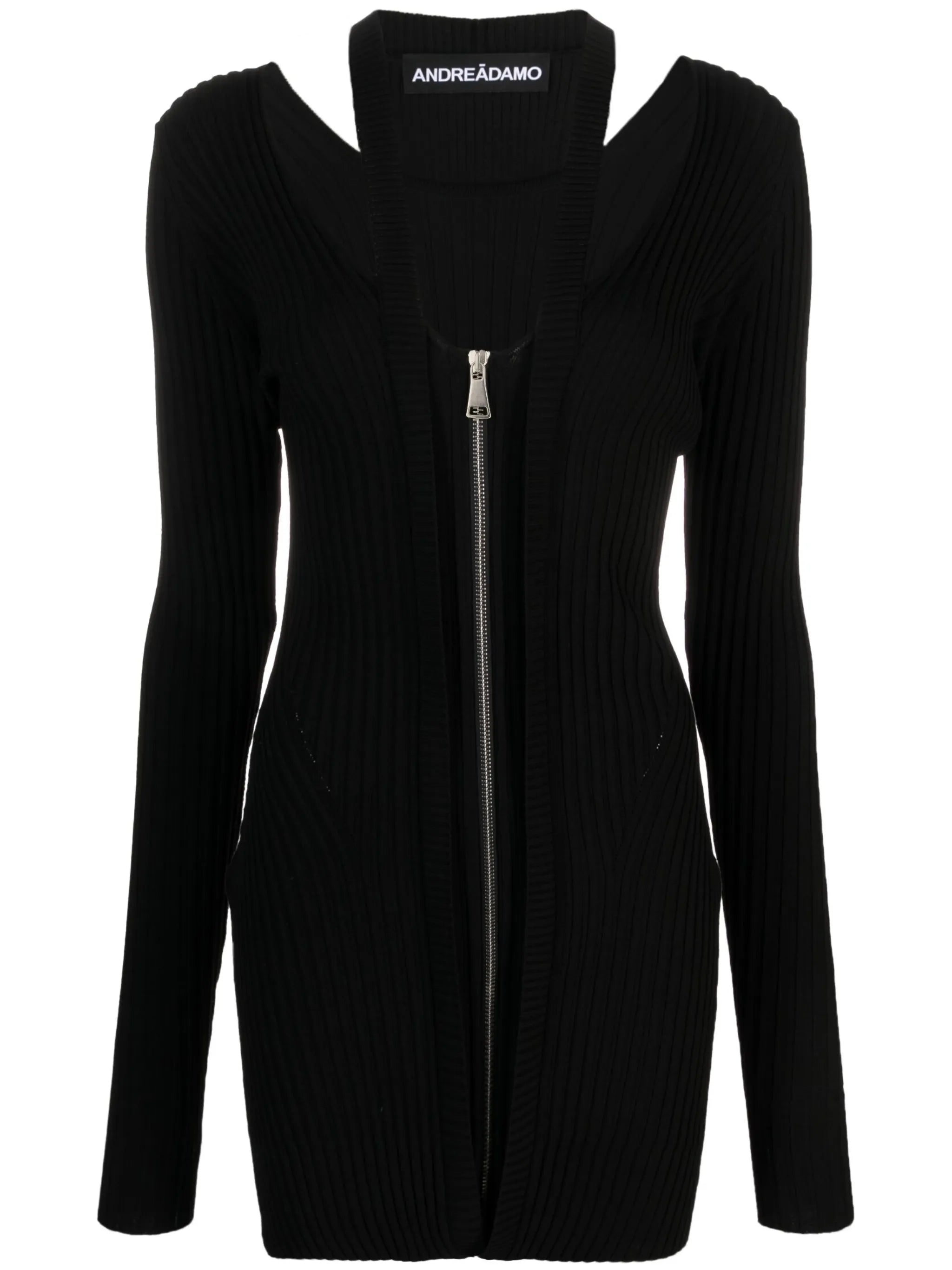 V-neck ribbed-knit dress