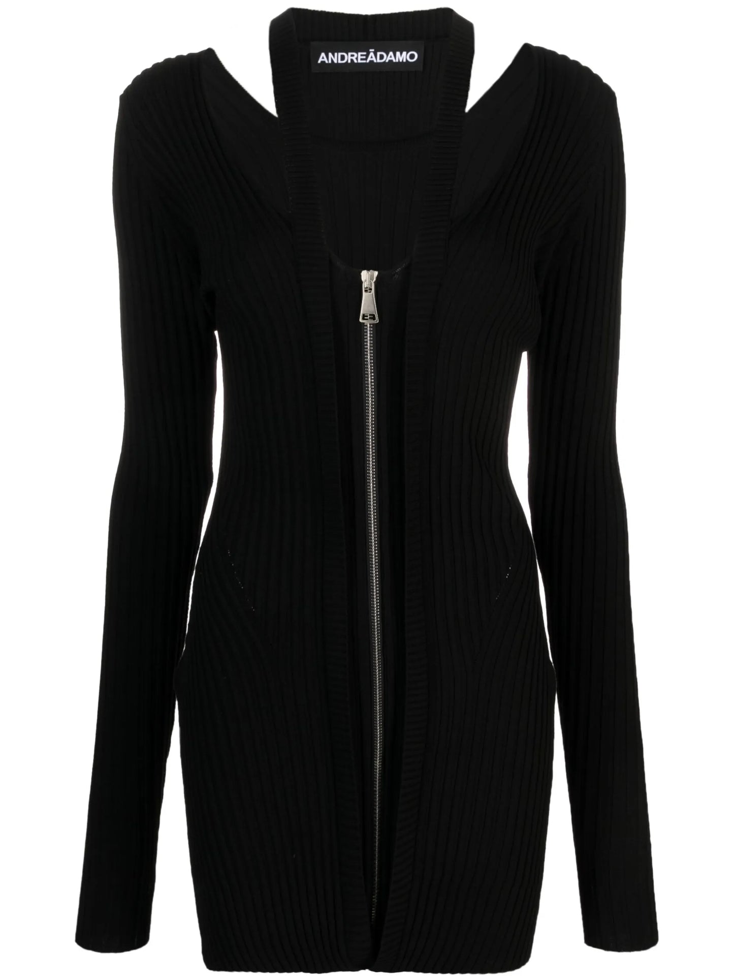 V-neck ribbed-knit dress