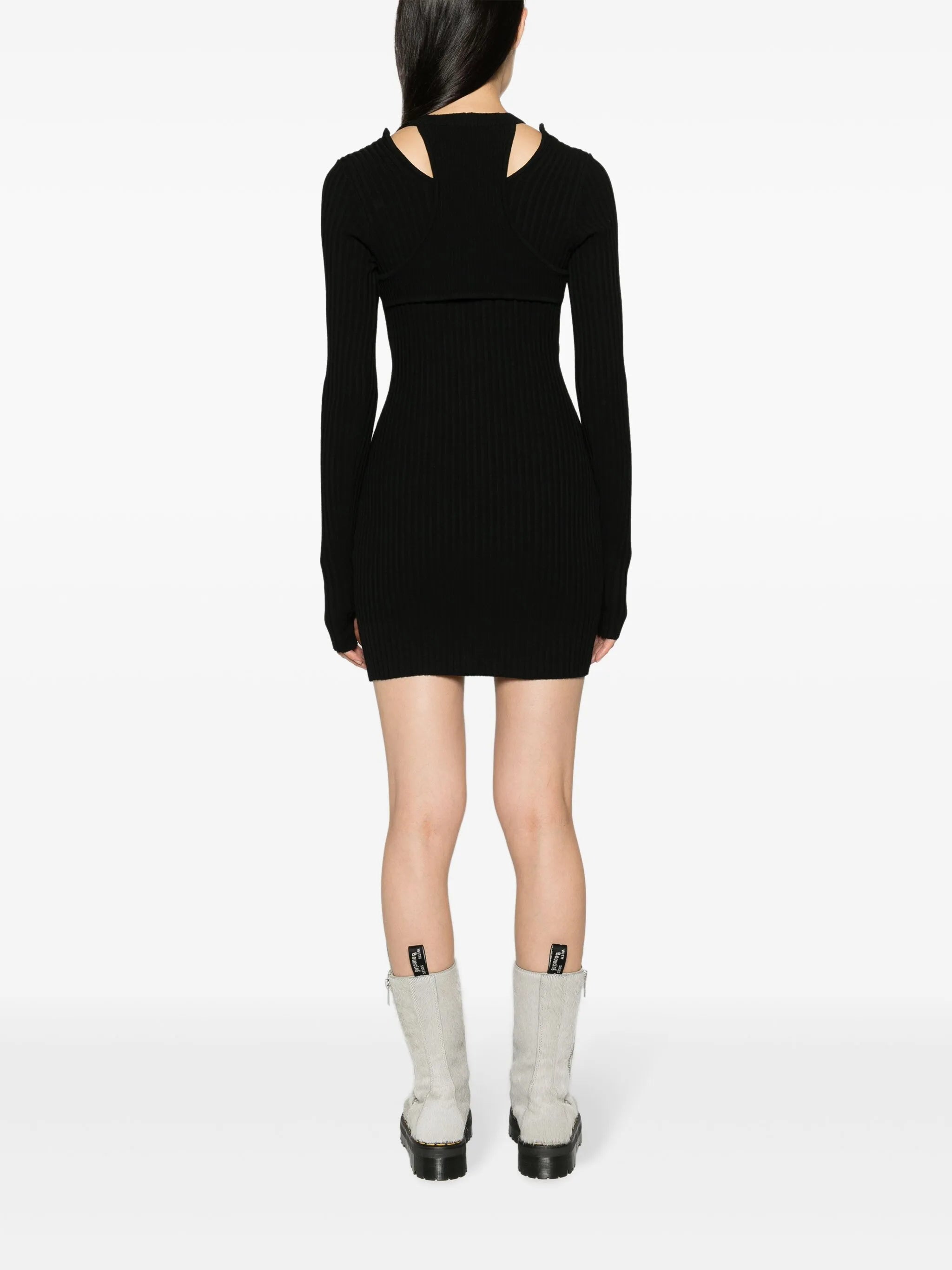 V-neck ribbed-knit dress