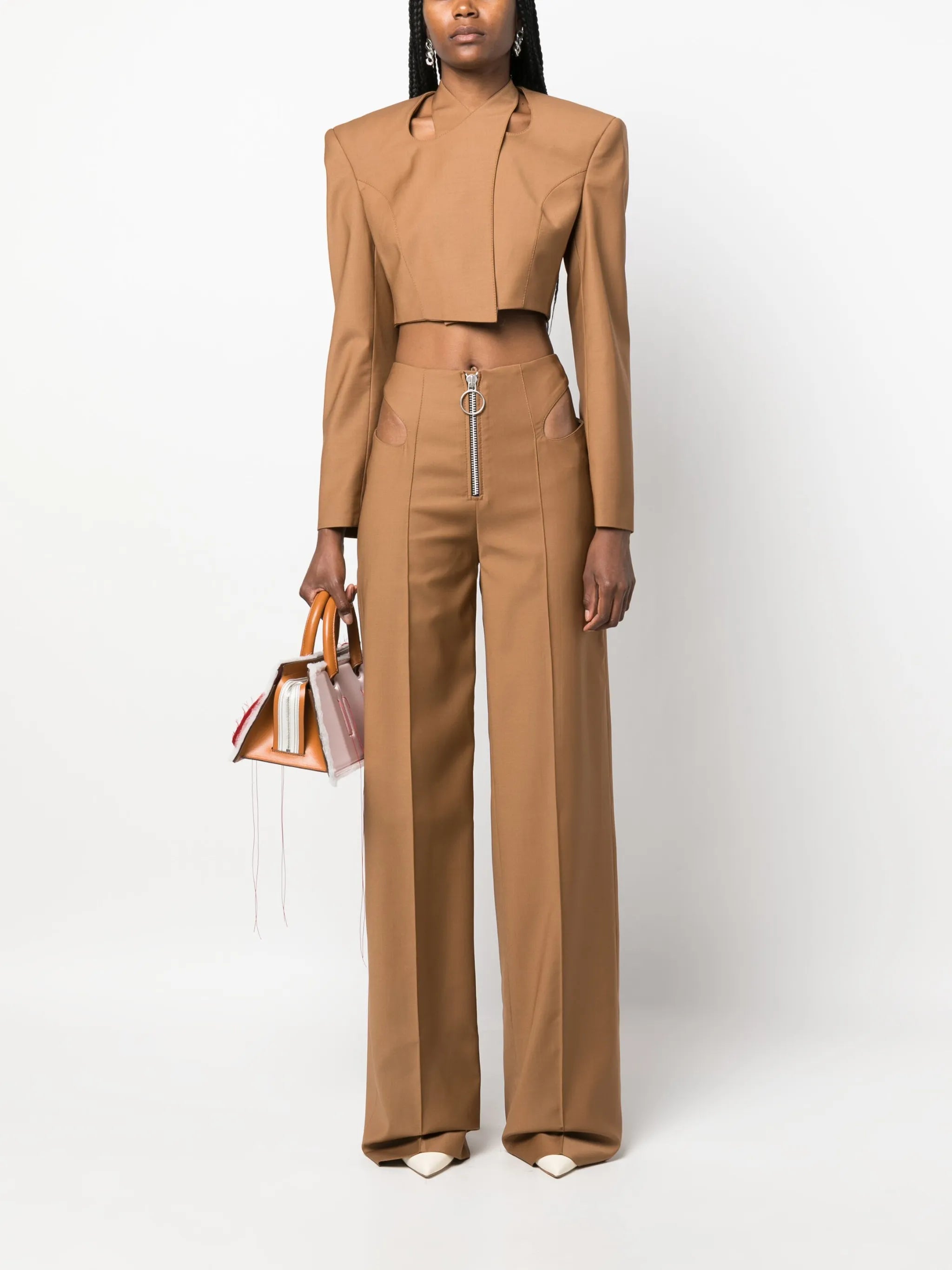 cut-out virgin wool trousers