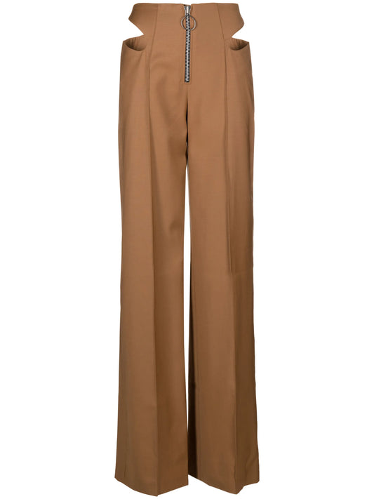 cut-out virgin wool trousers