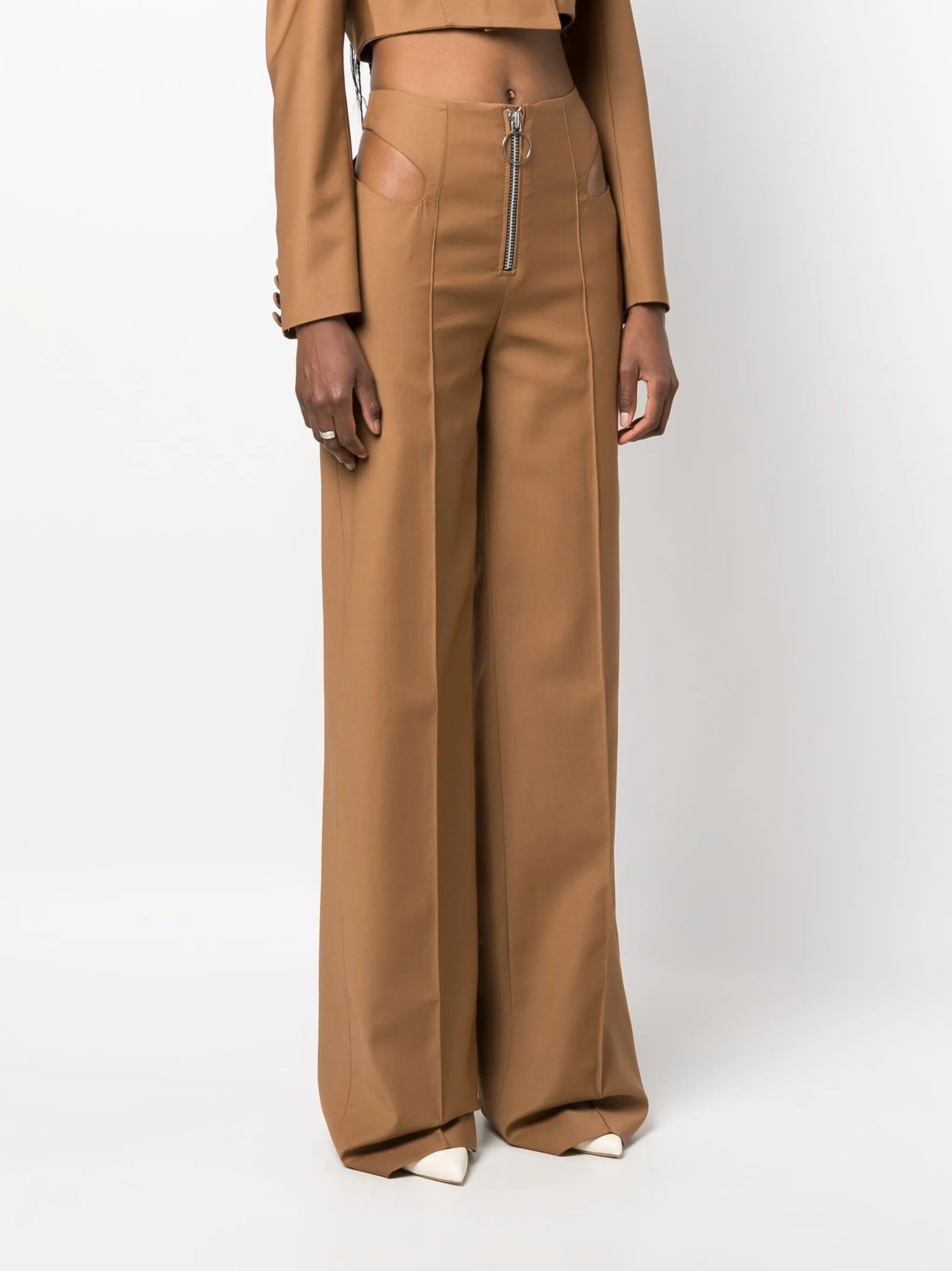 cut-out virgin wool trousers