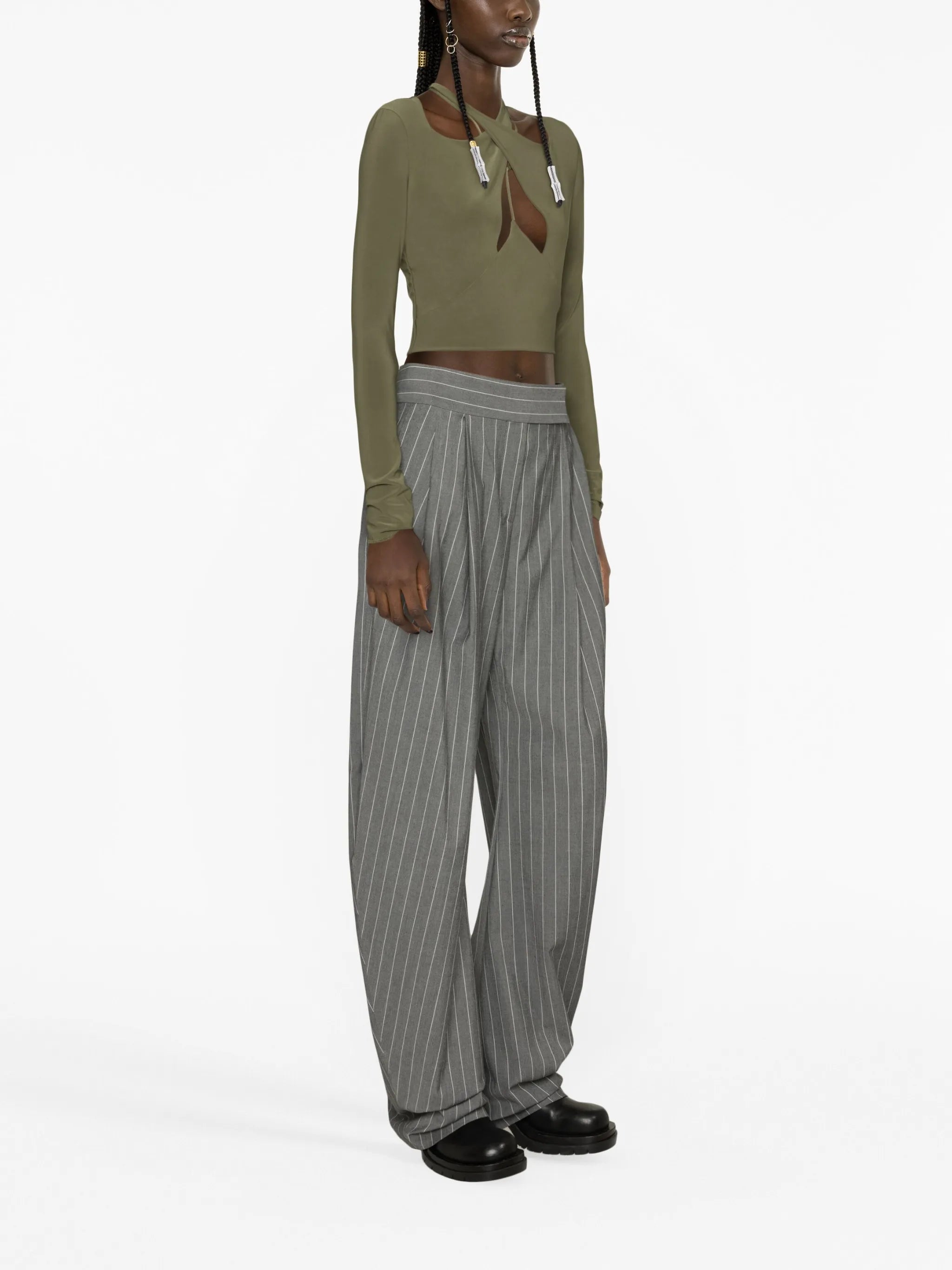 cut-out long-sleeve top