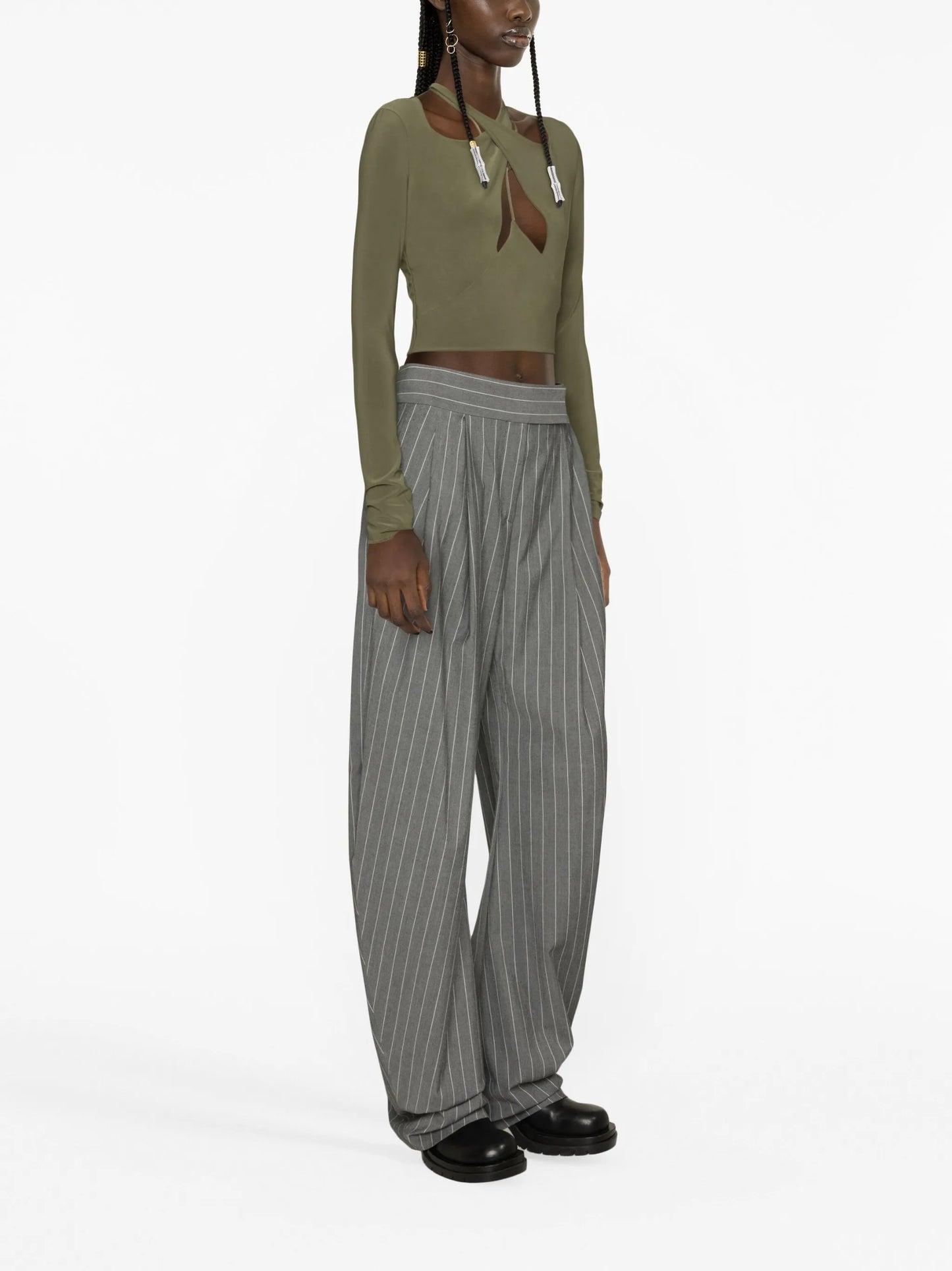 cut-out long-sleeve top