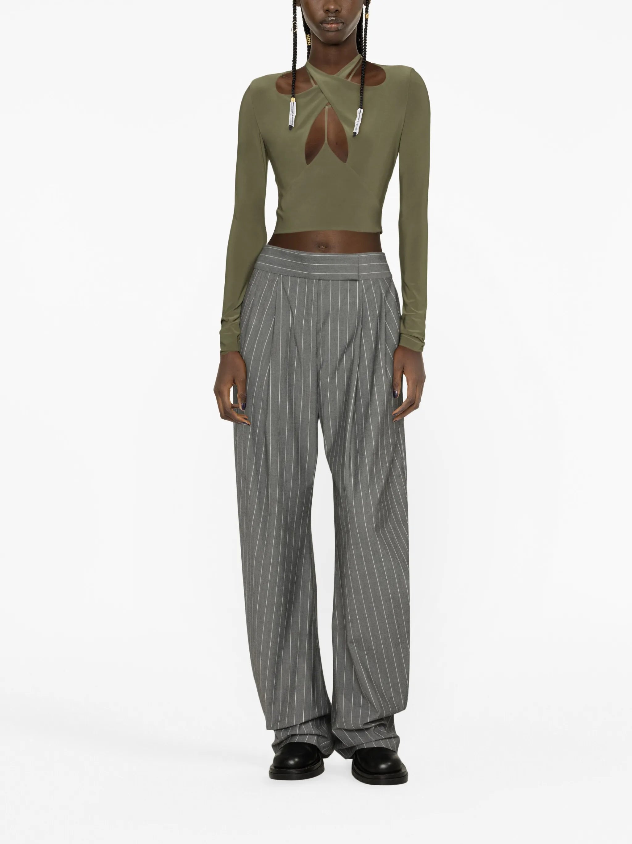 cut-out long-sleeve top