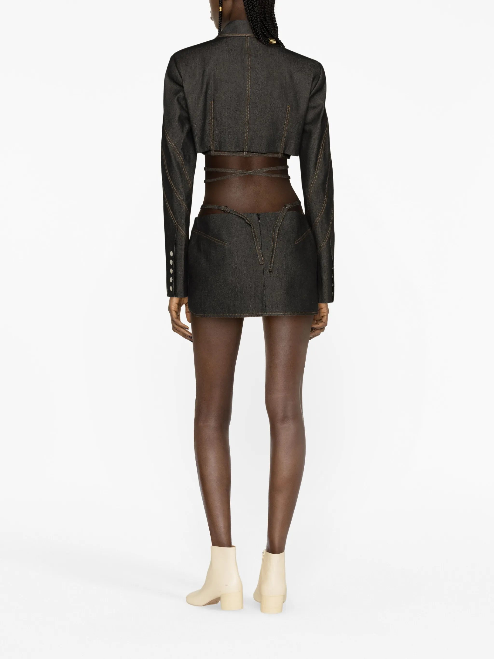 String Wave denim miniskirt