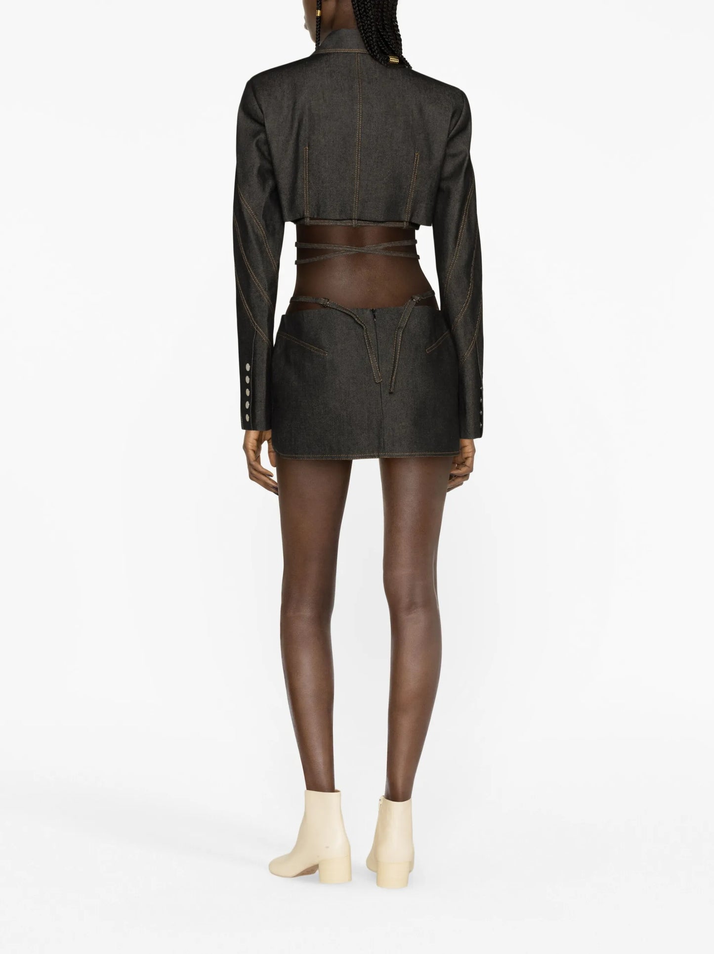 String Wave denim miniskirt