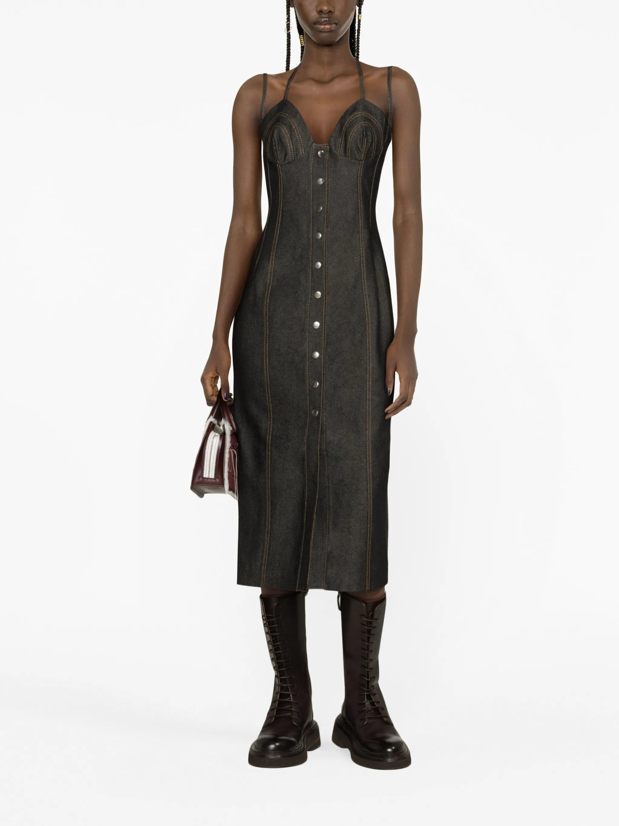 double-strap midi dress