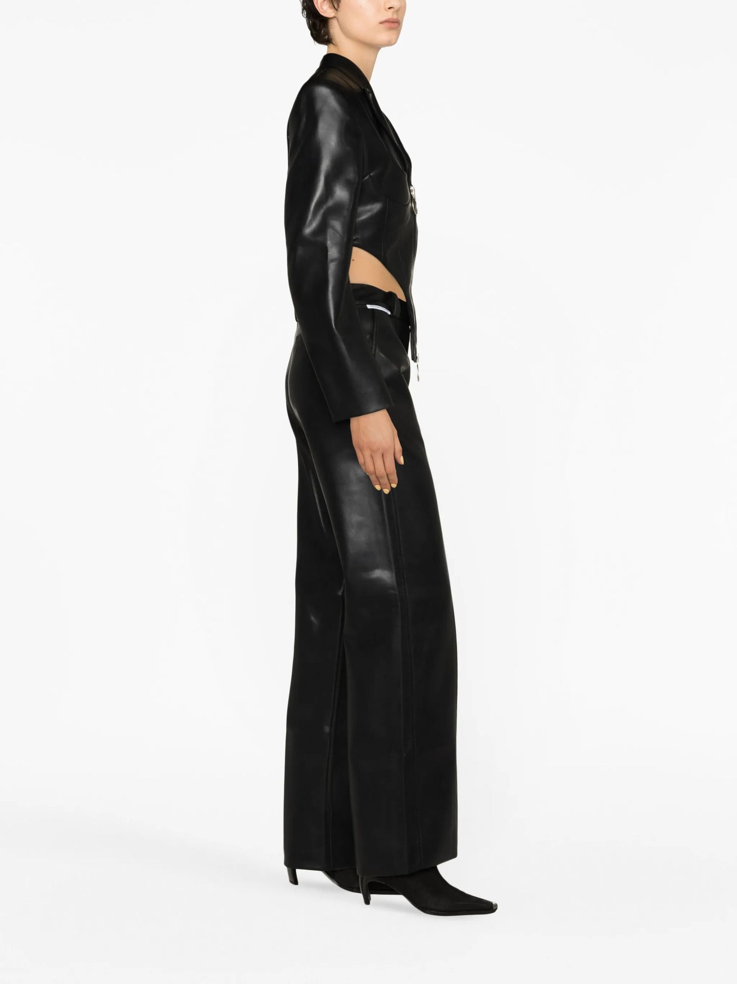 mid-rise faux-leather trousers