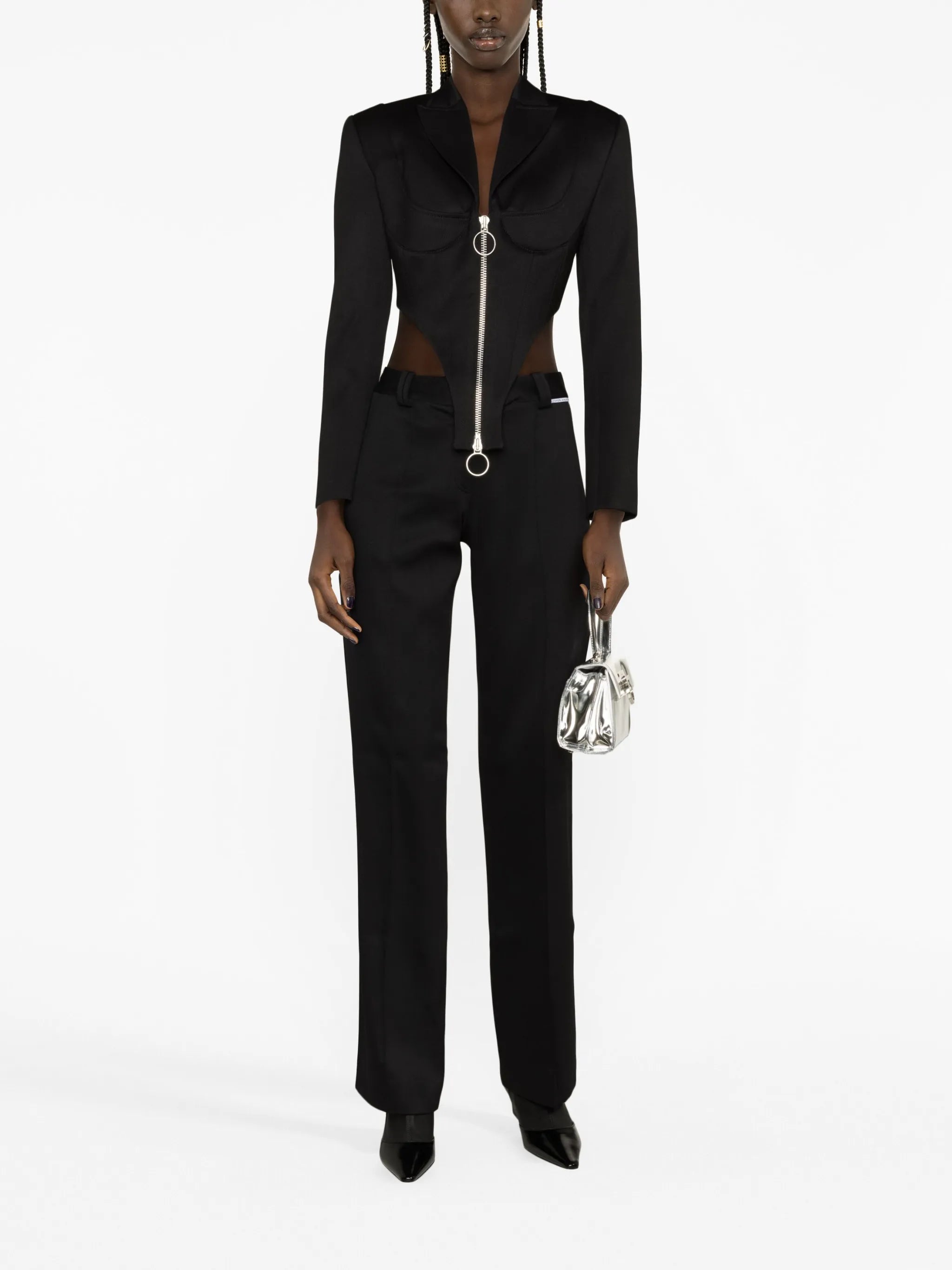 cropped zip-up blazer