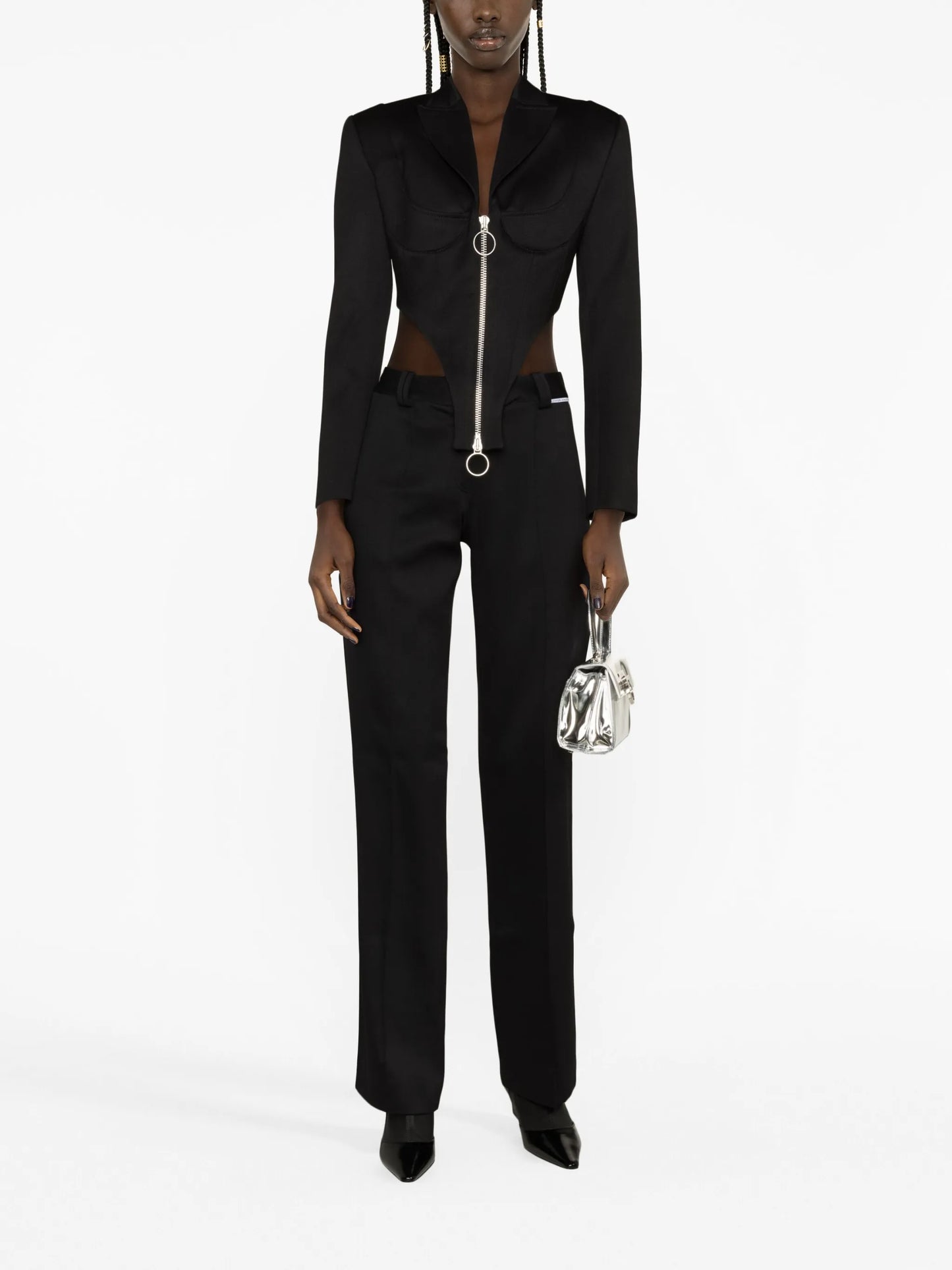 cropped zip-up blazer