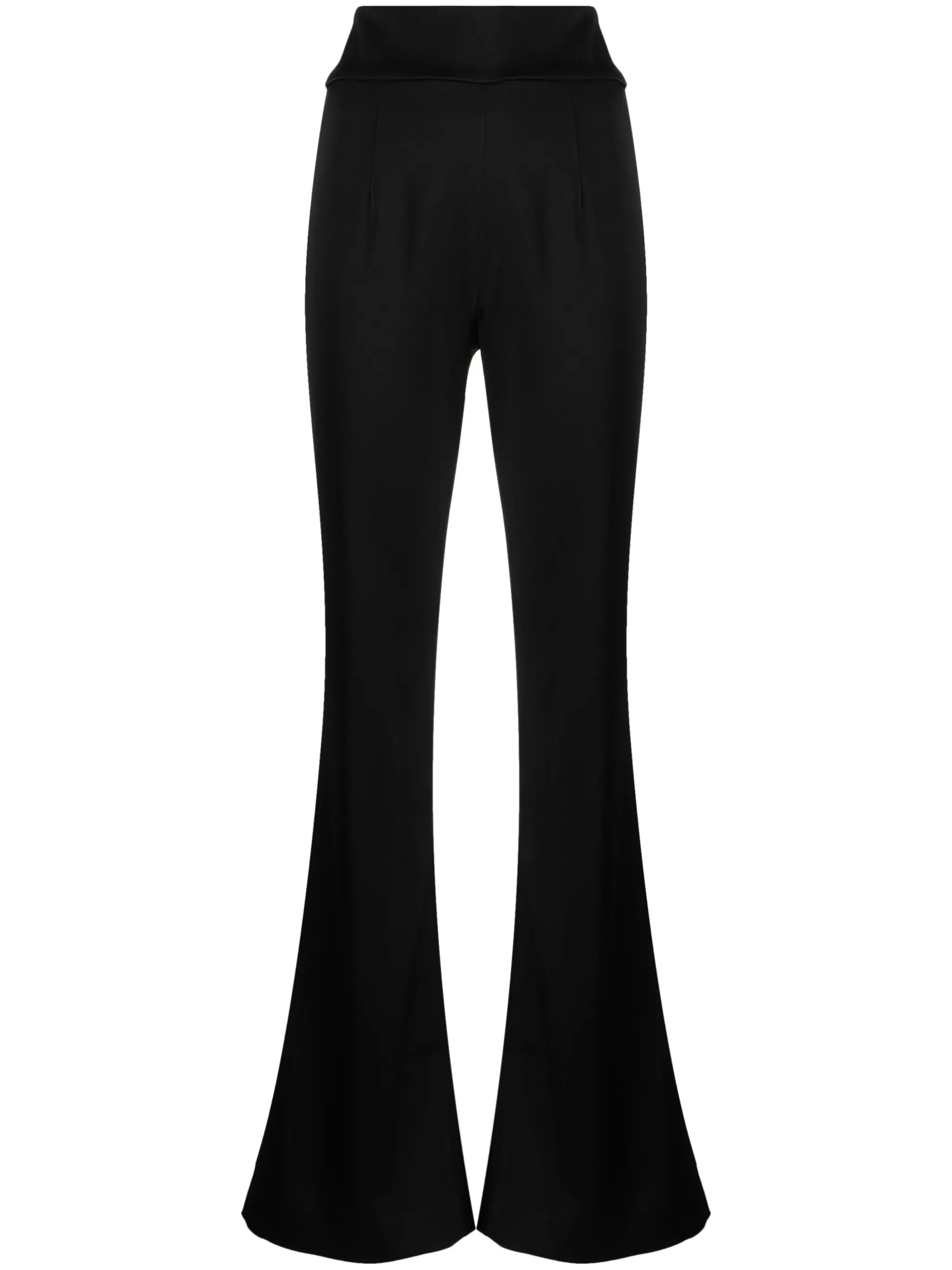 high-waisted flared trousers