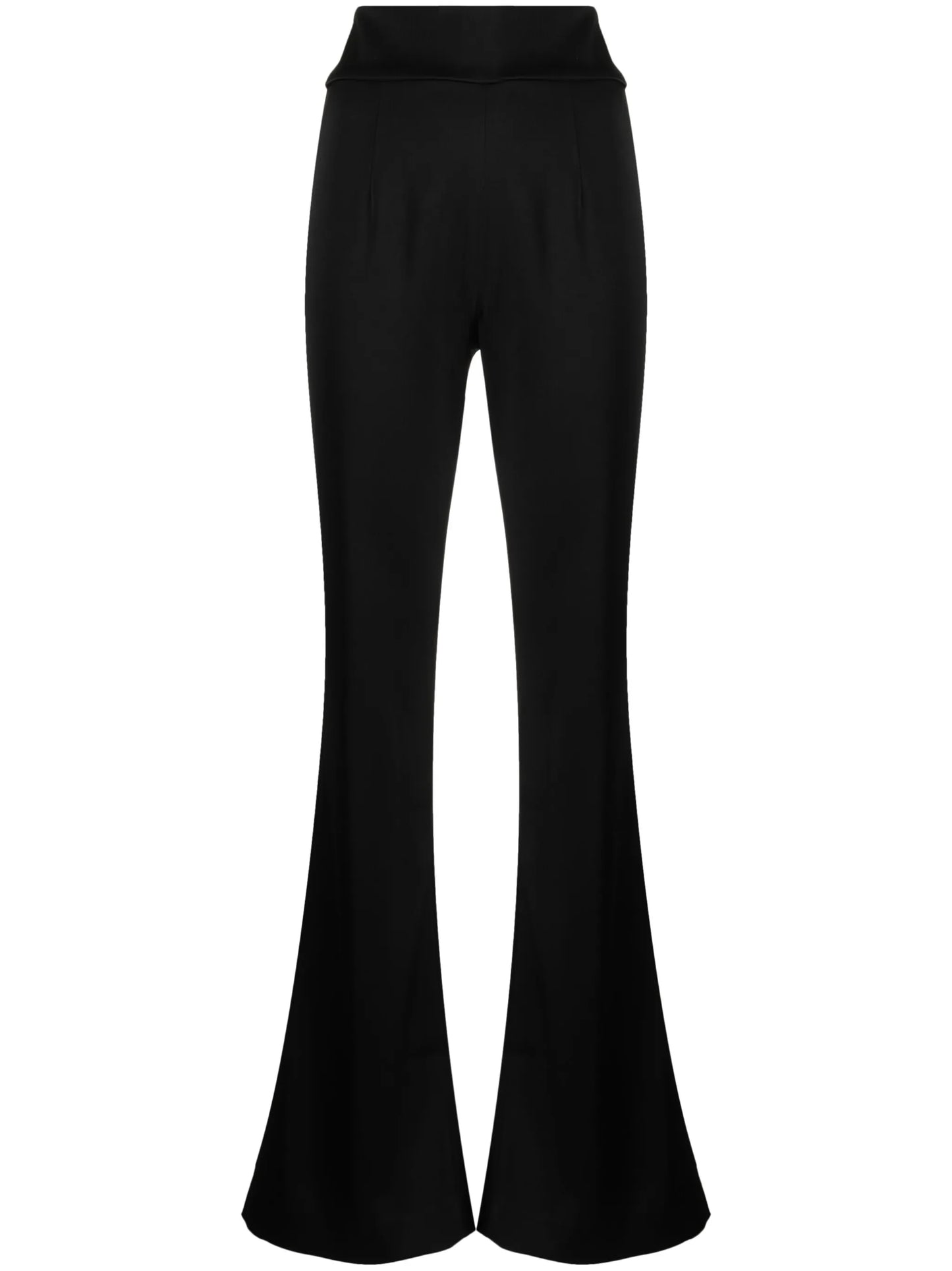 high-waisted flared trousers