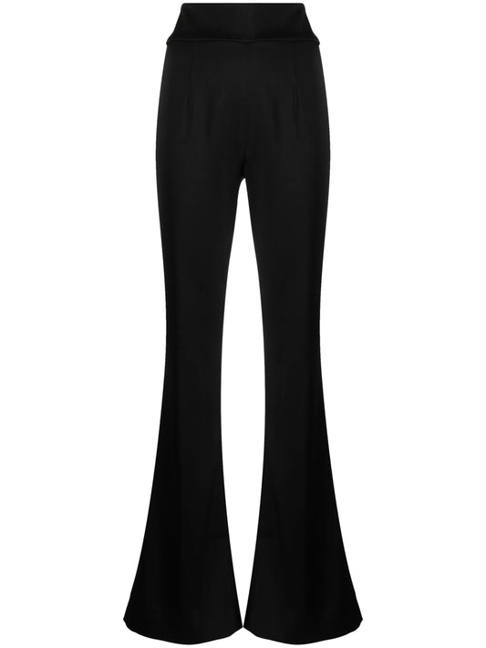 high-waisted flared trousers