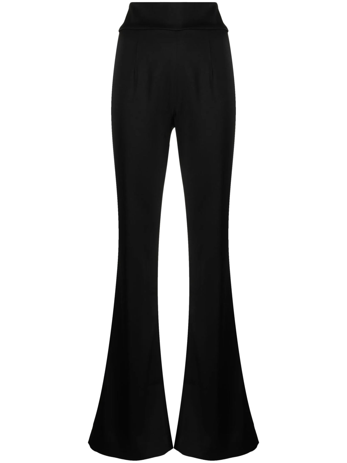 high-waisted flared trousers