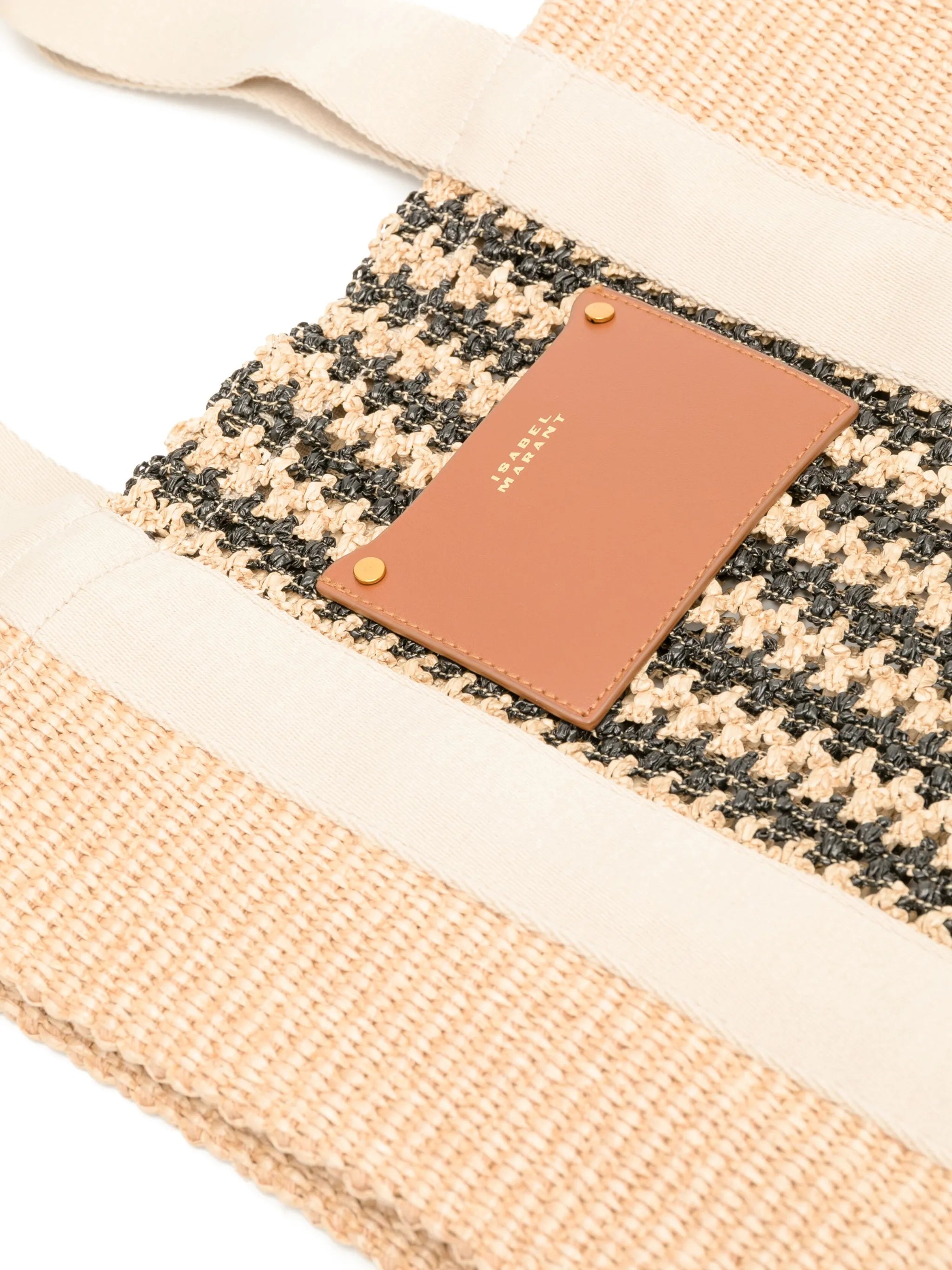 striped woven tote bag