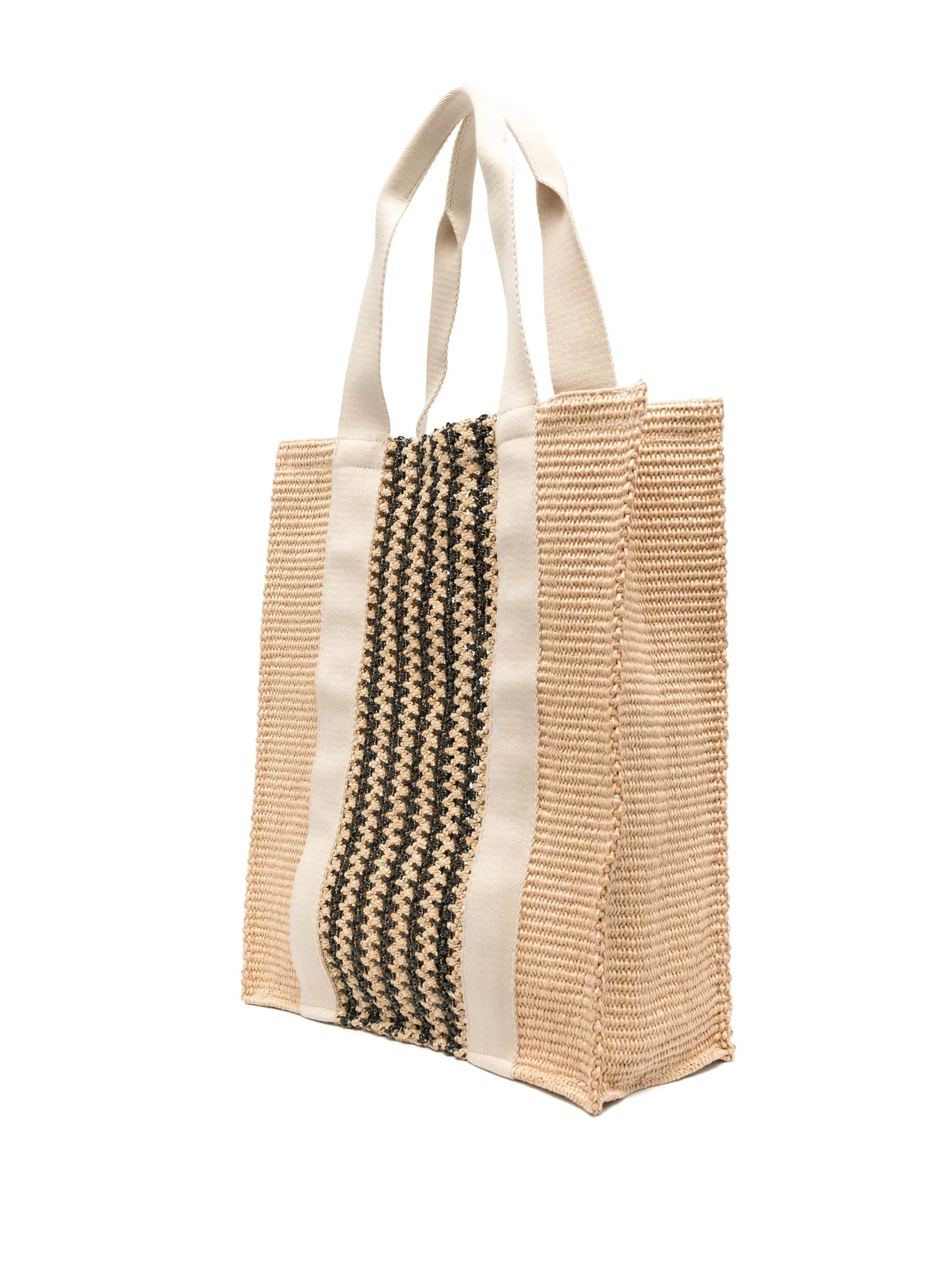 striped woven tote bag