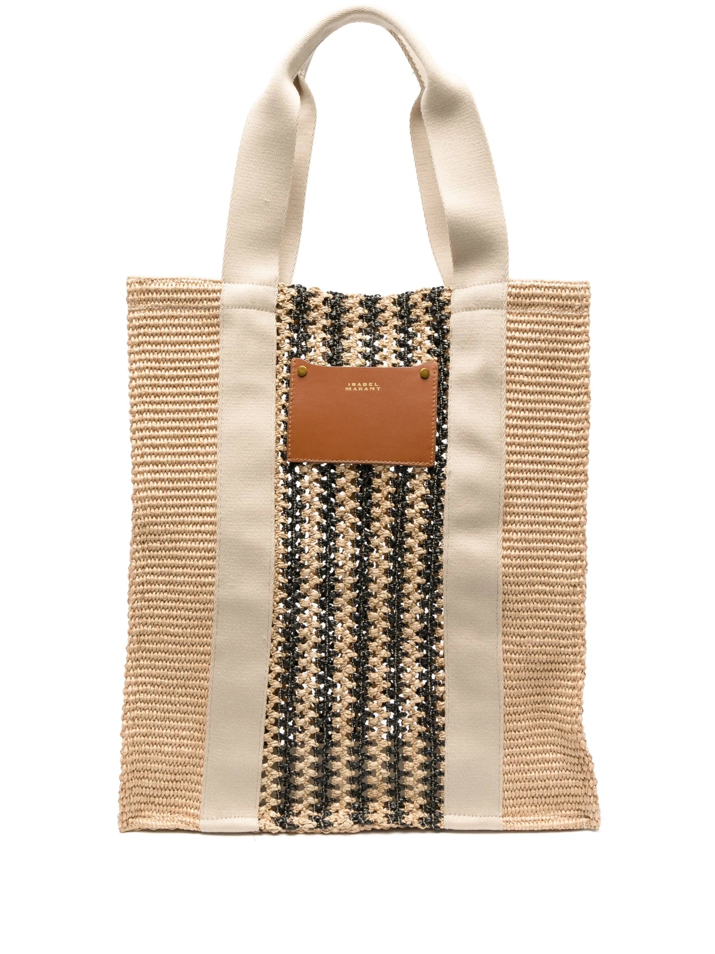 striped woven tote bag