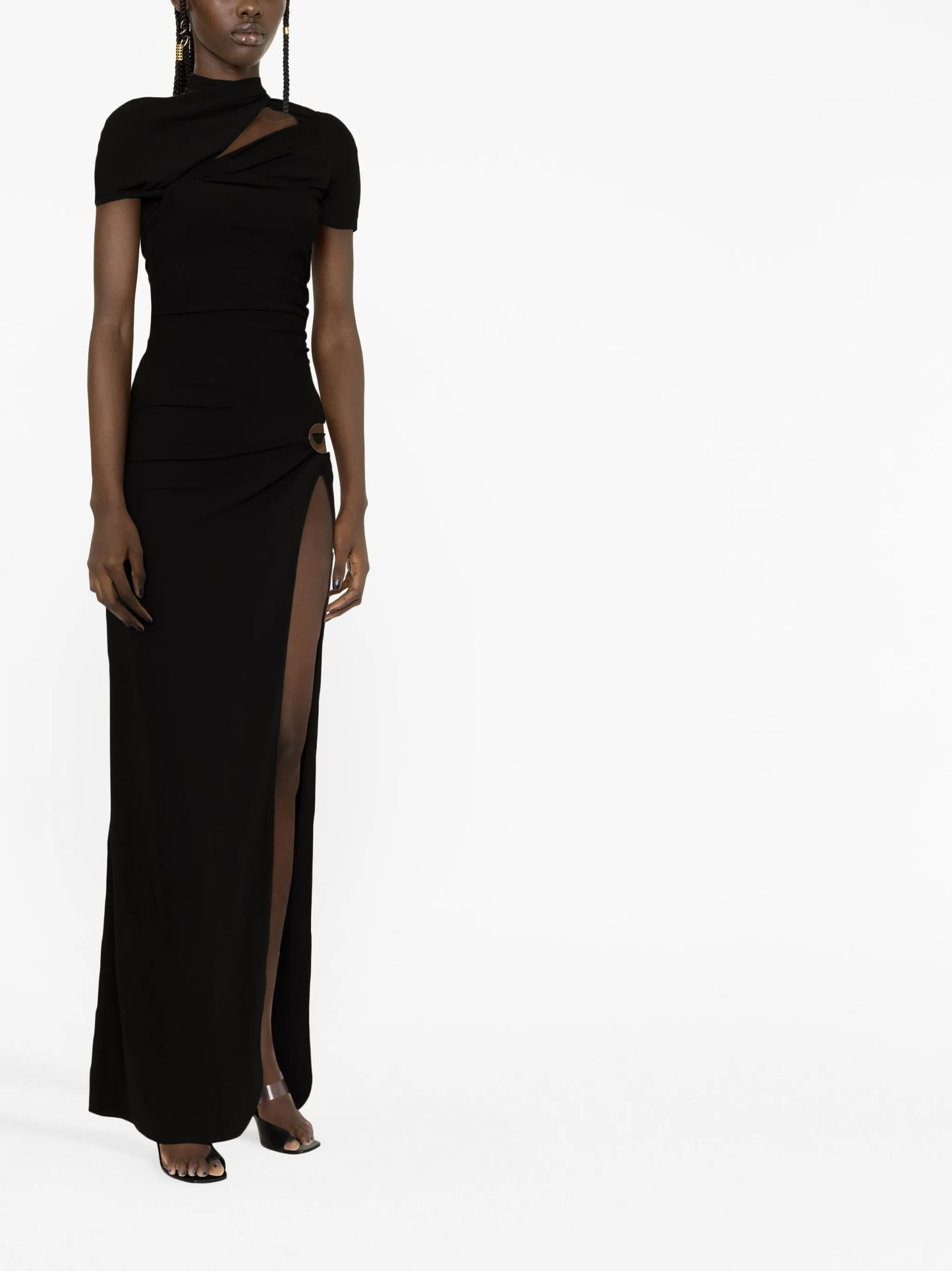 short-sleeve cut-out maxi dress