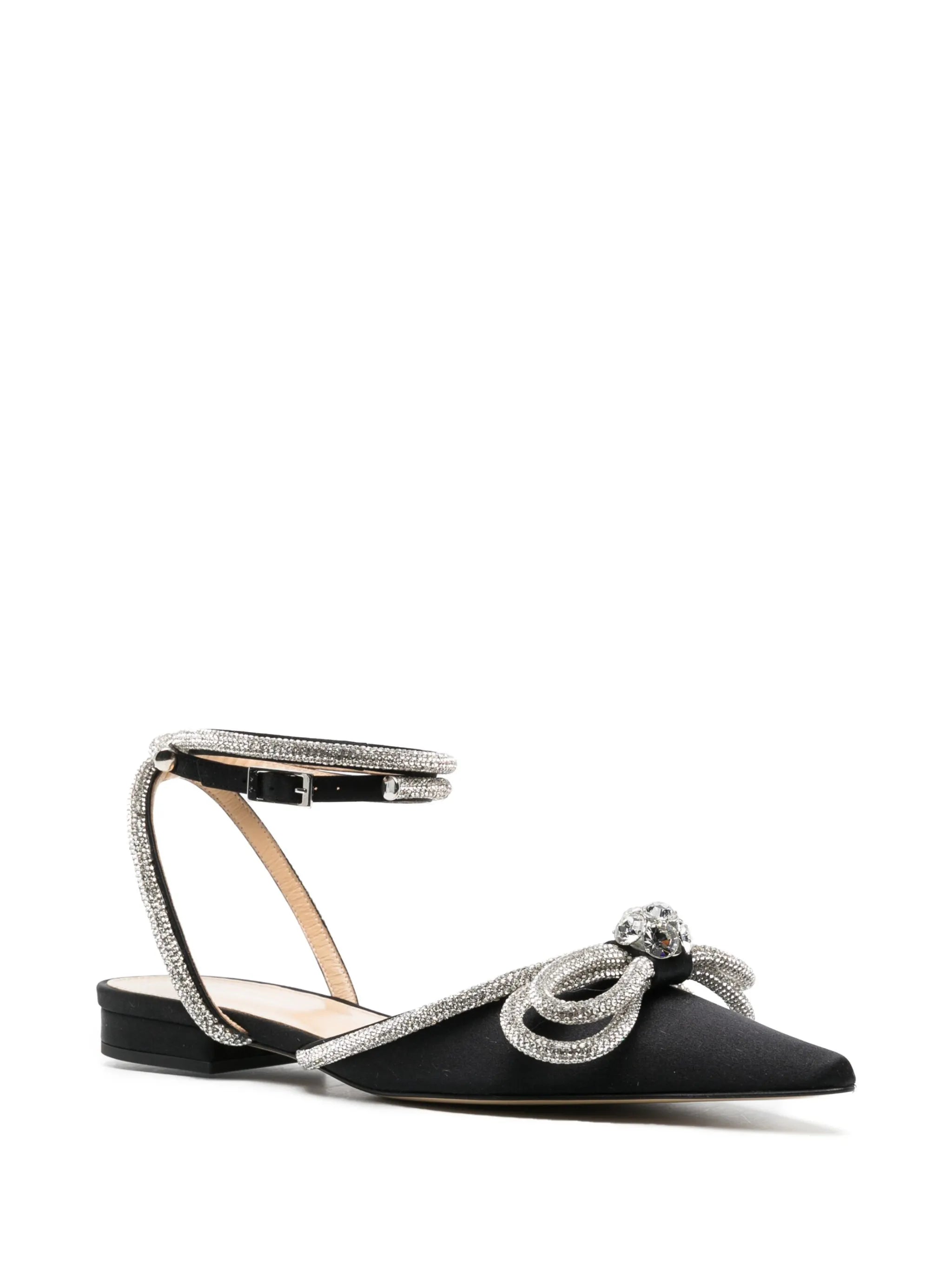 Double Bow satin ballerina shoes