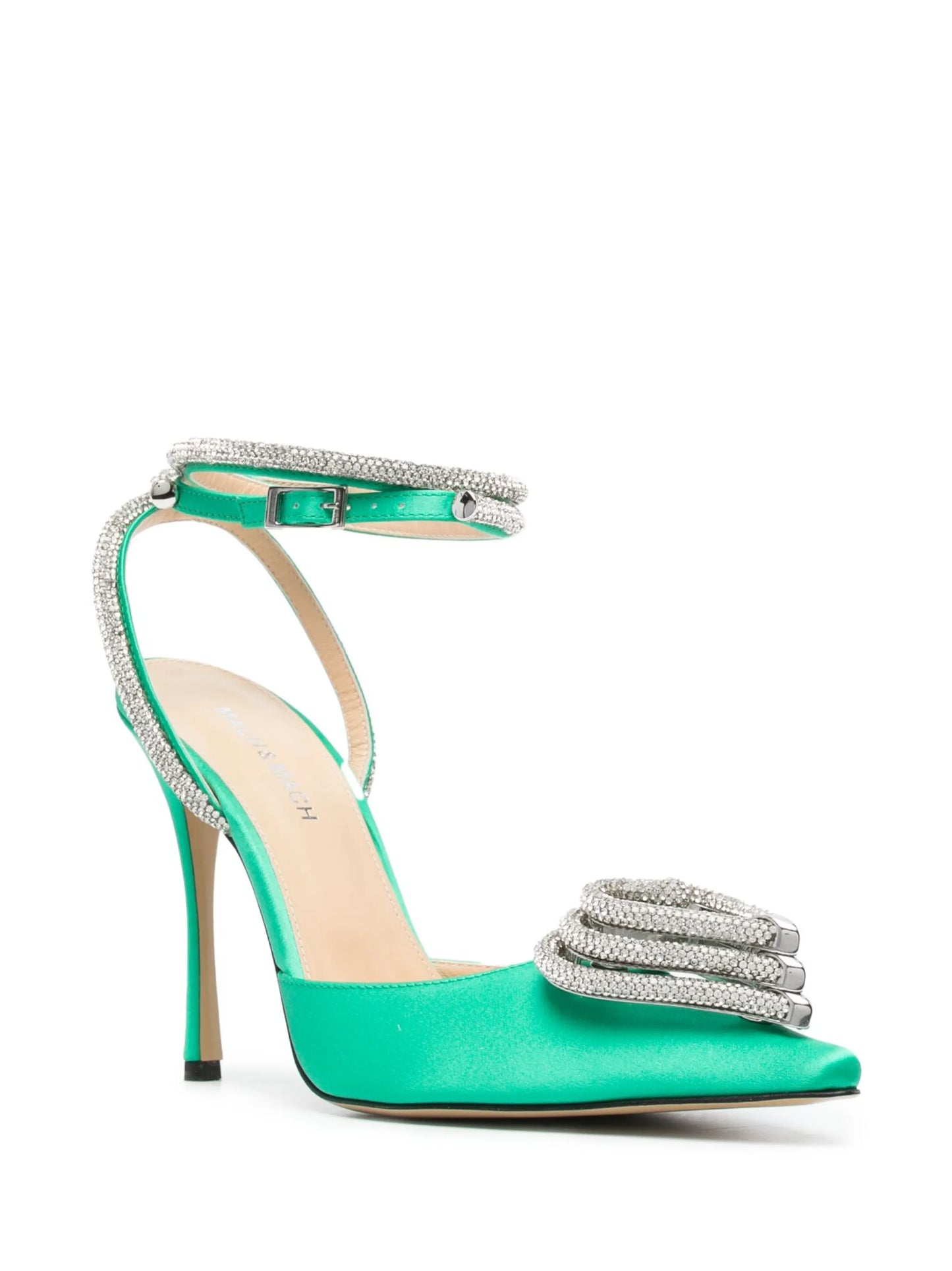 Triple Heart 105mm satin pumps