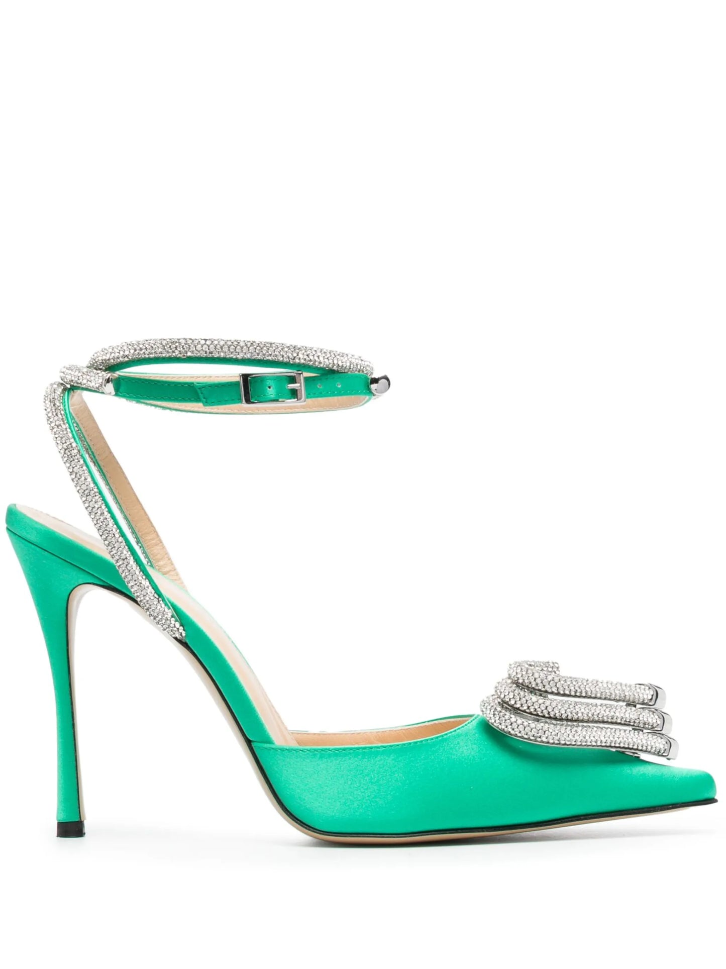 Triple Heart 105mm satin pumps