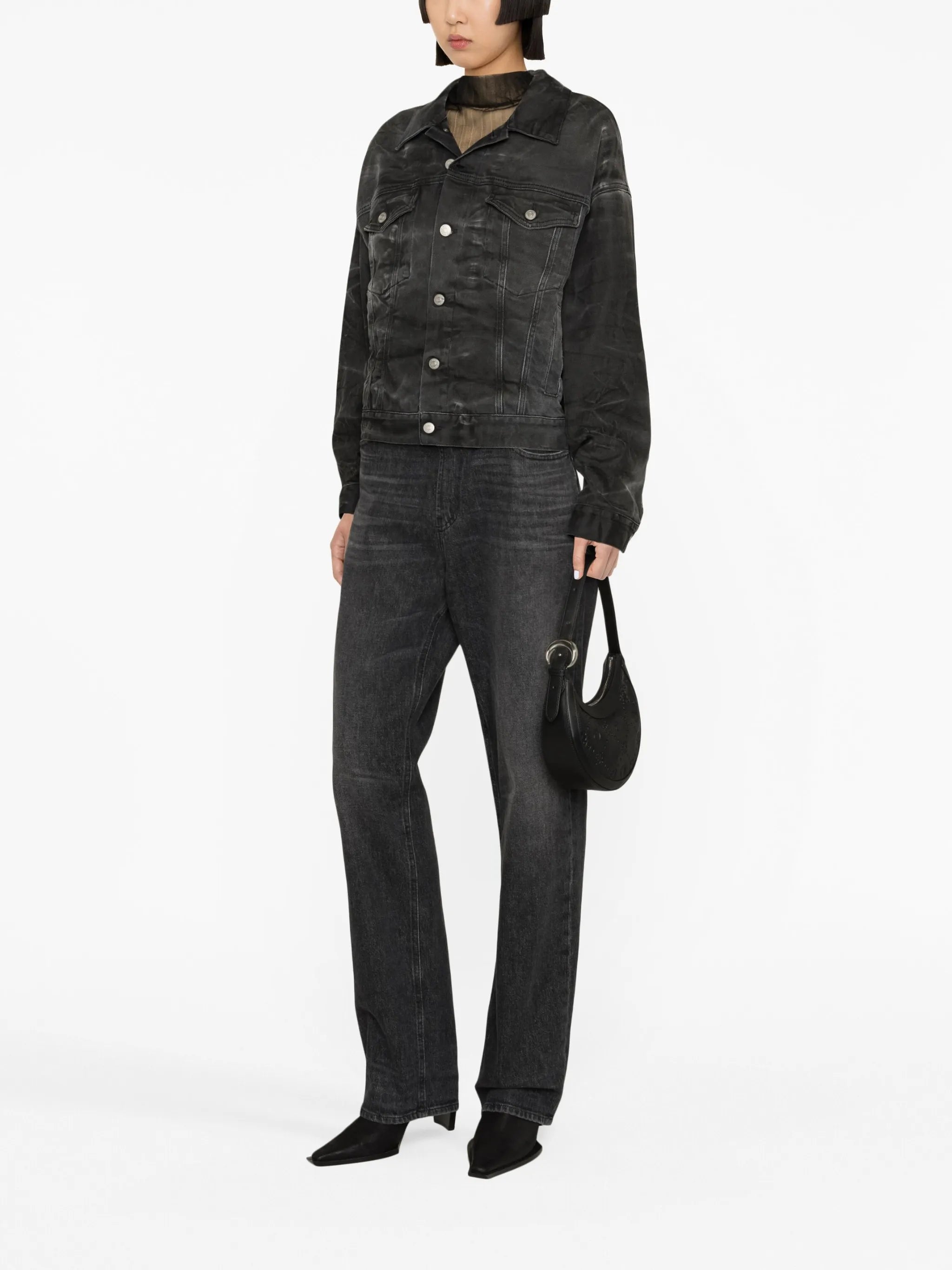 crease-effect denim jacket