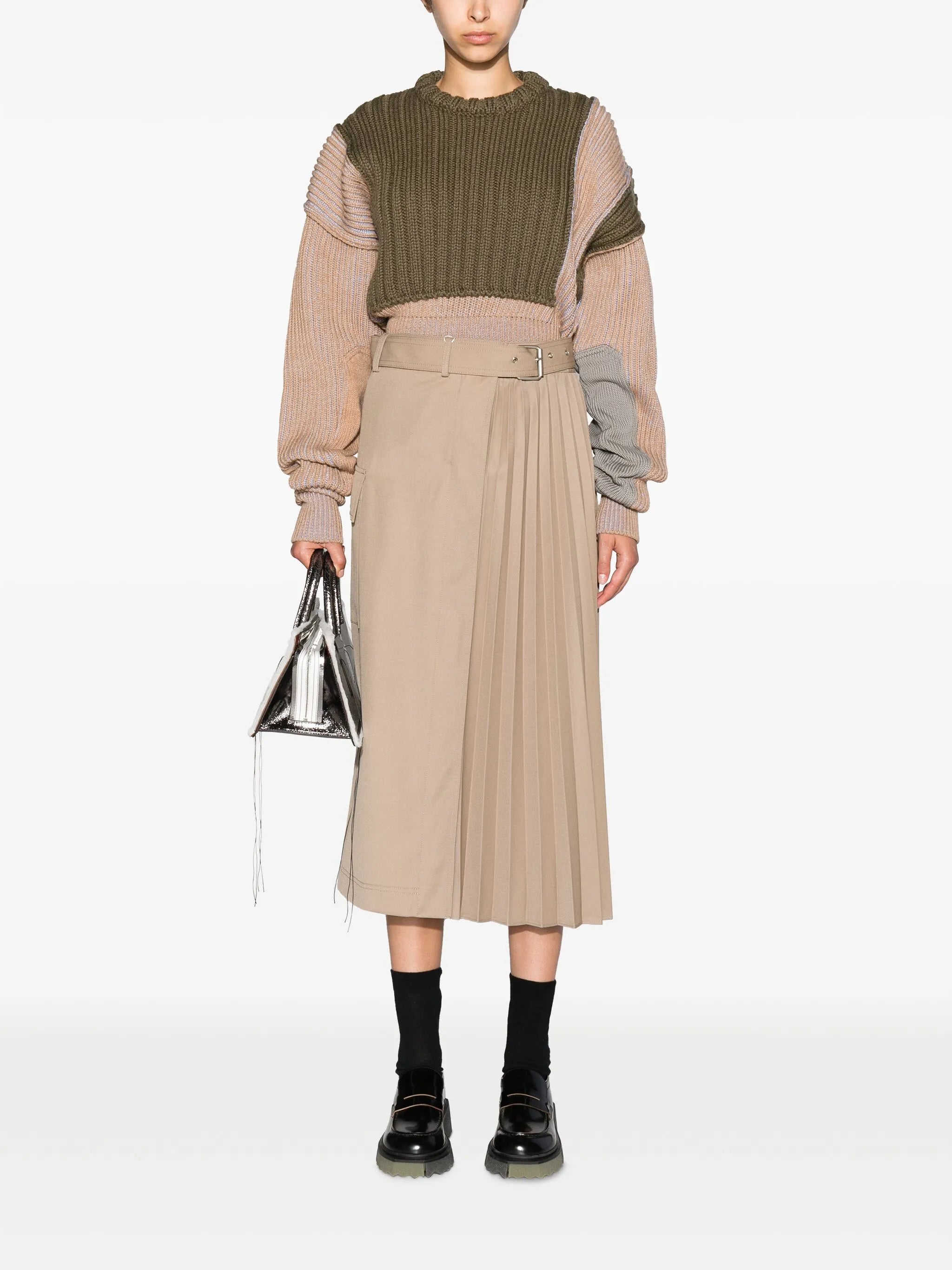 patchwork chunky ribbed-knit jumper