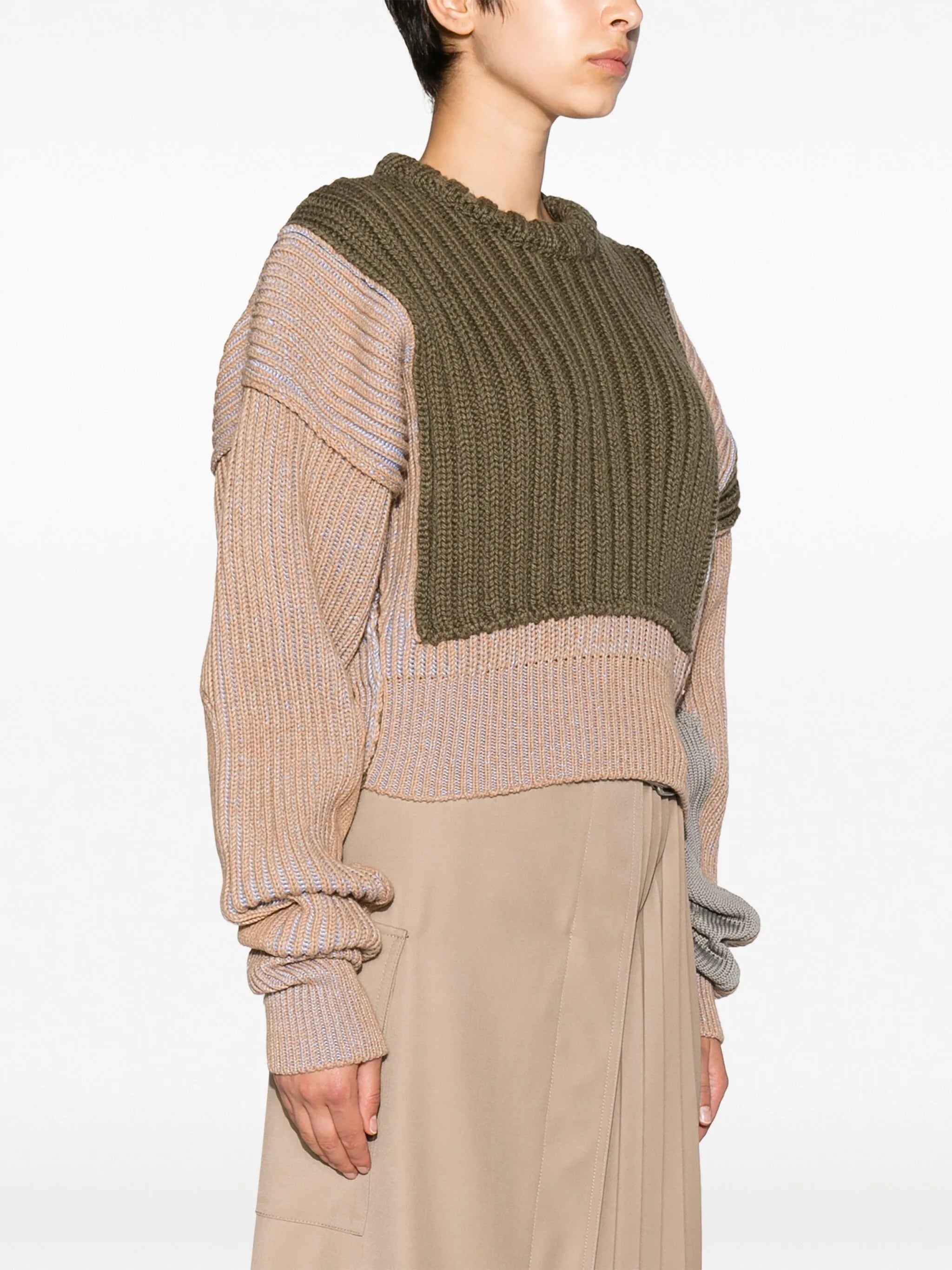 patchwork chunky ribbed-knit jumper