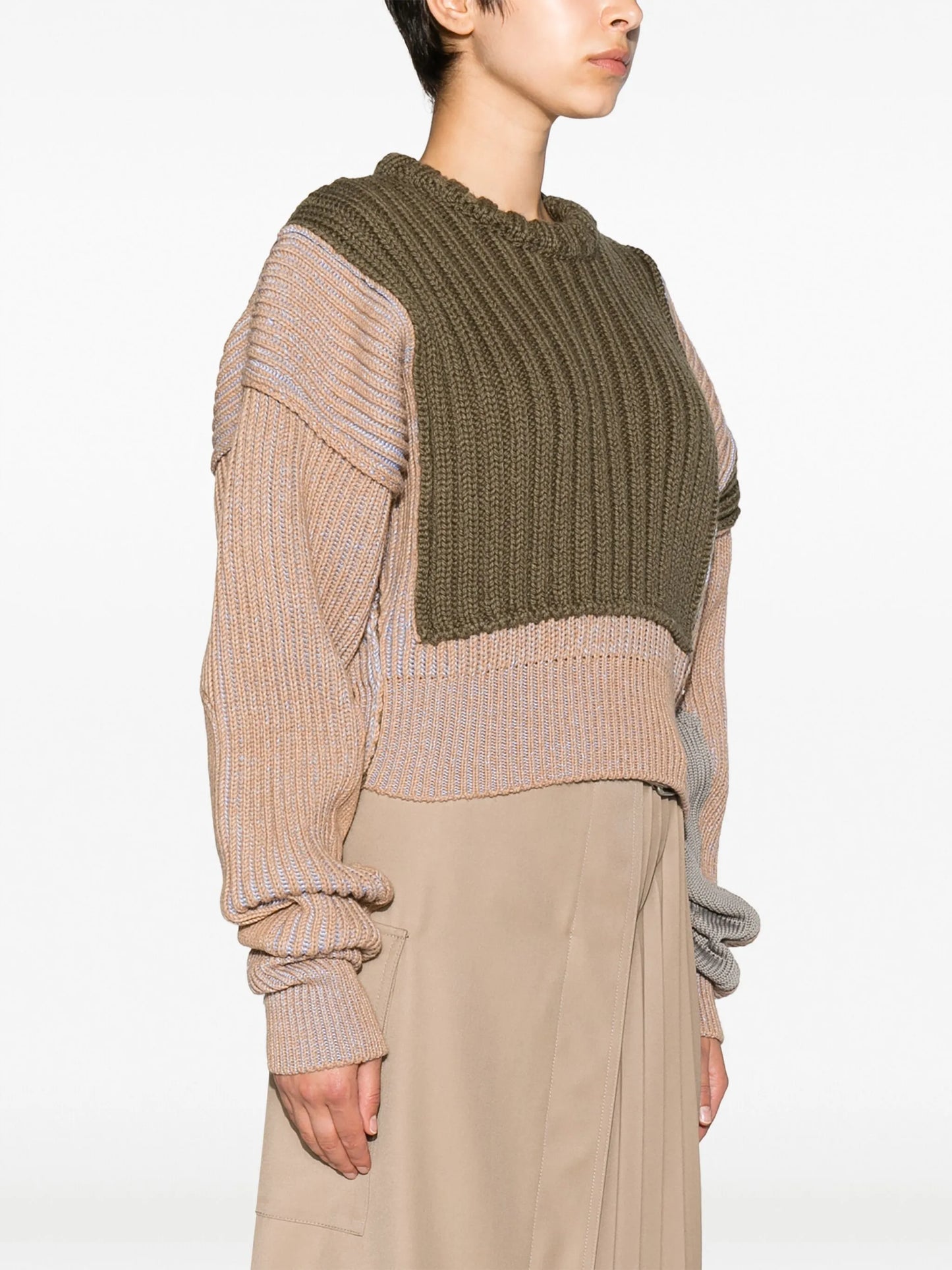 patchwork chunky ribbed-knit jumper