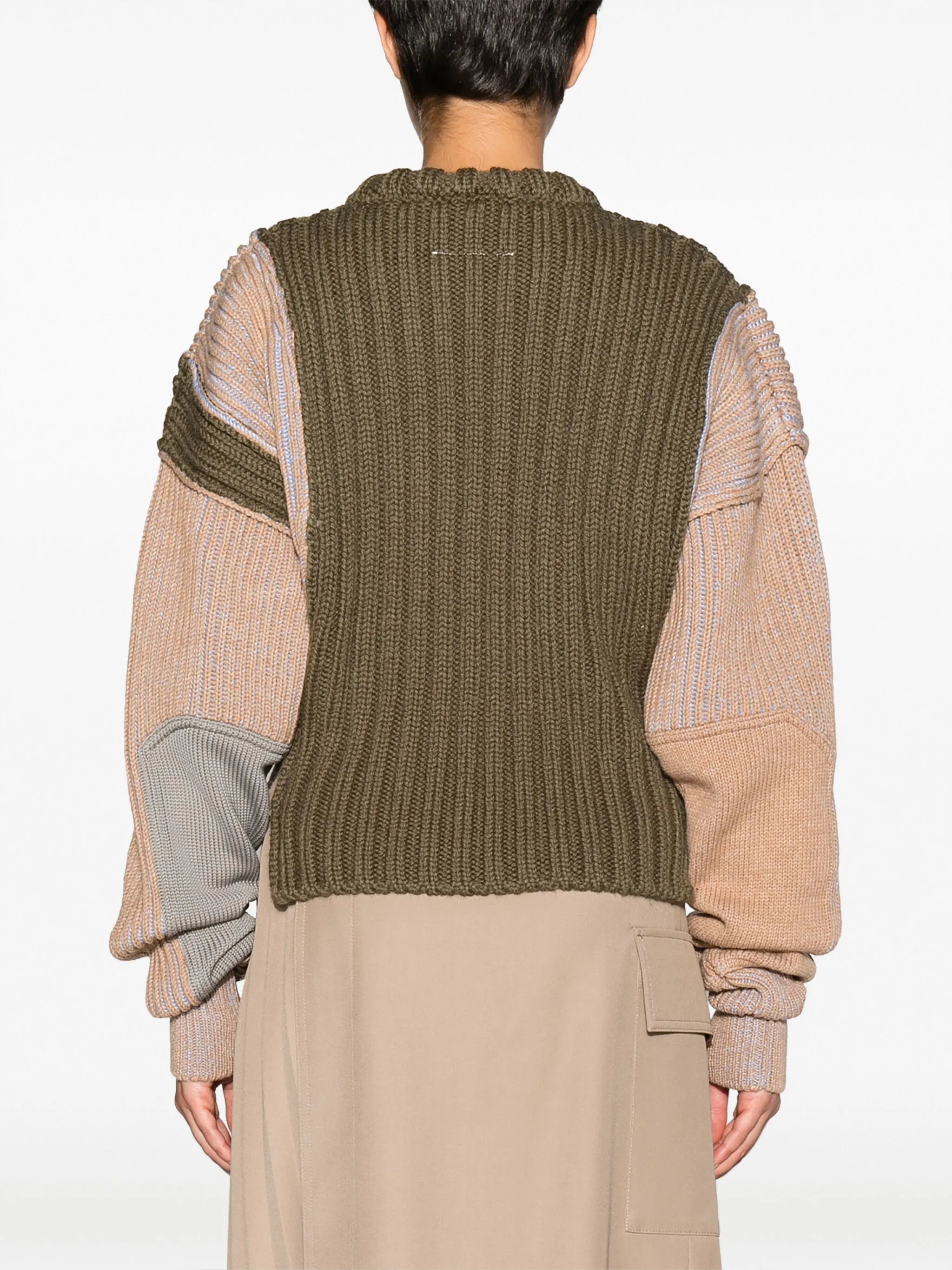 patchwork chunky ribbed-knit jumper